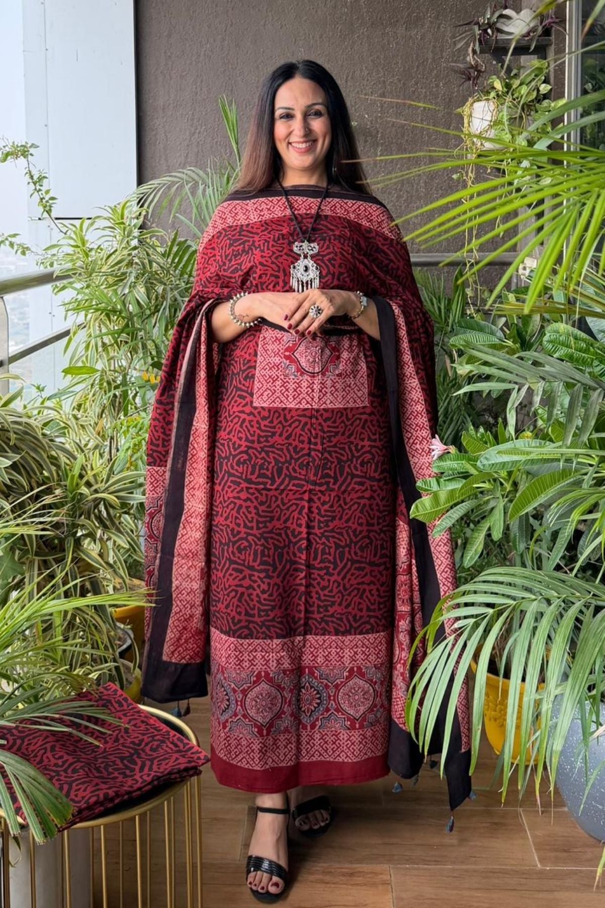 Handblocked Ajrakh Taj cotton full sets!!
