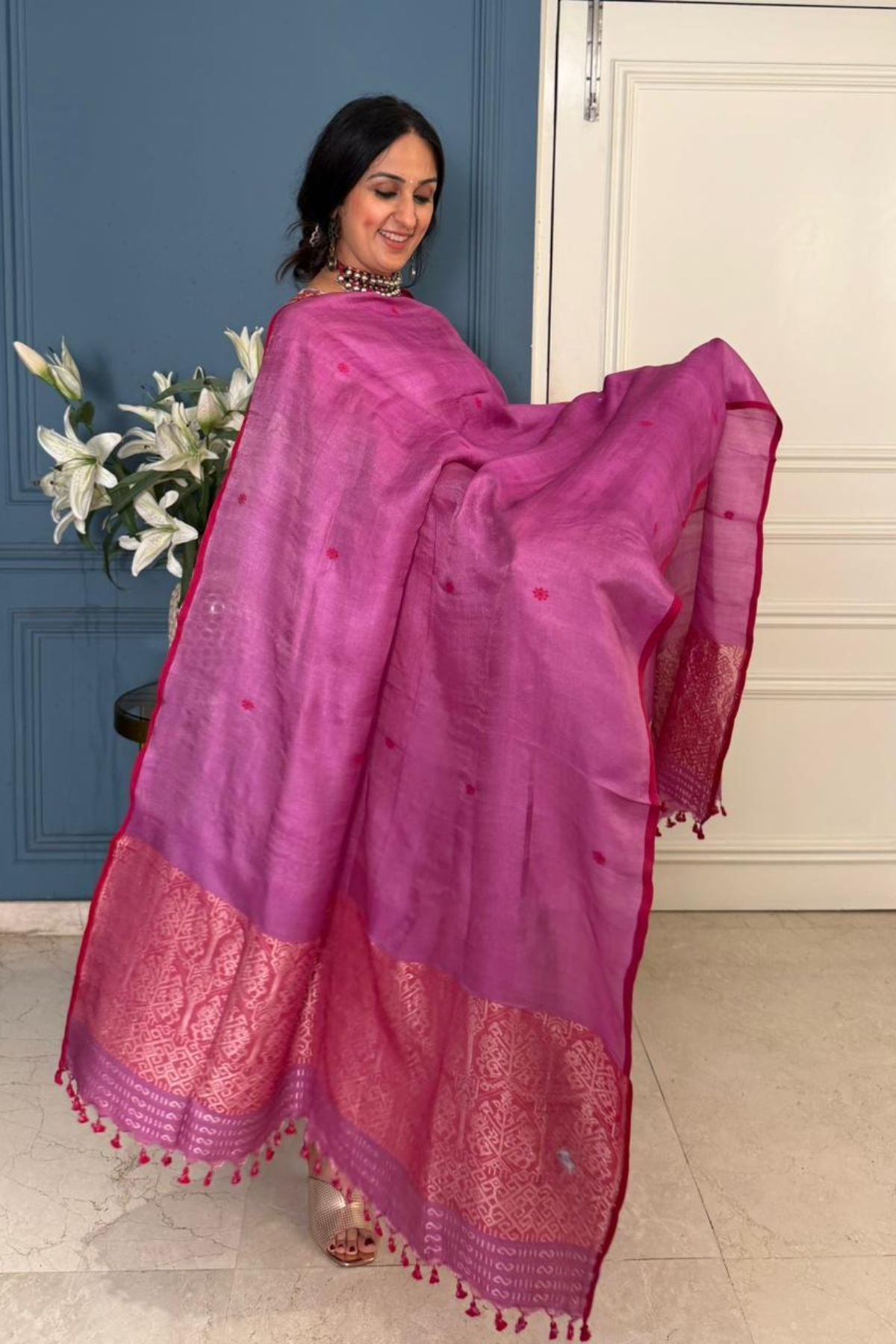 Tangail weave on Pure Tussar Silk -Kurta Dupatta set