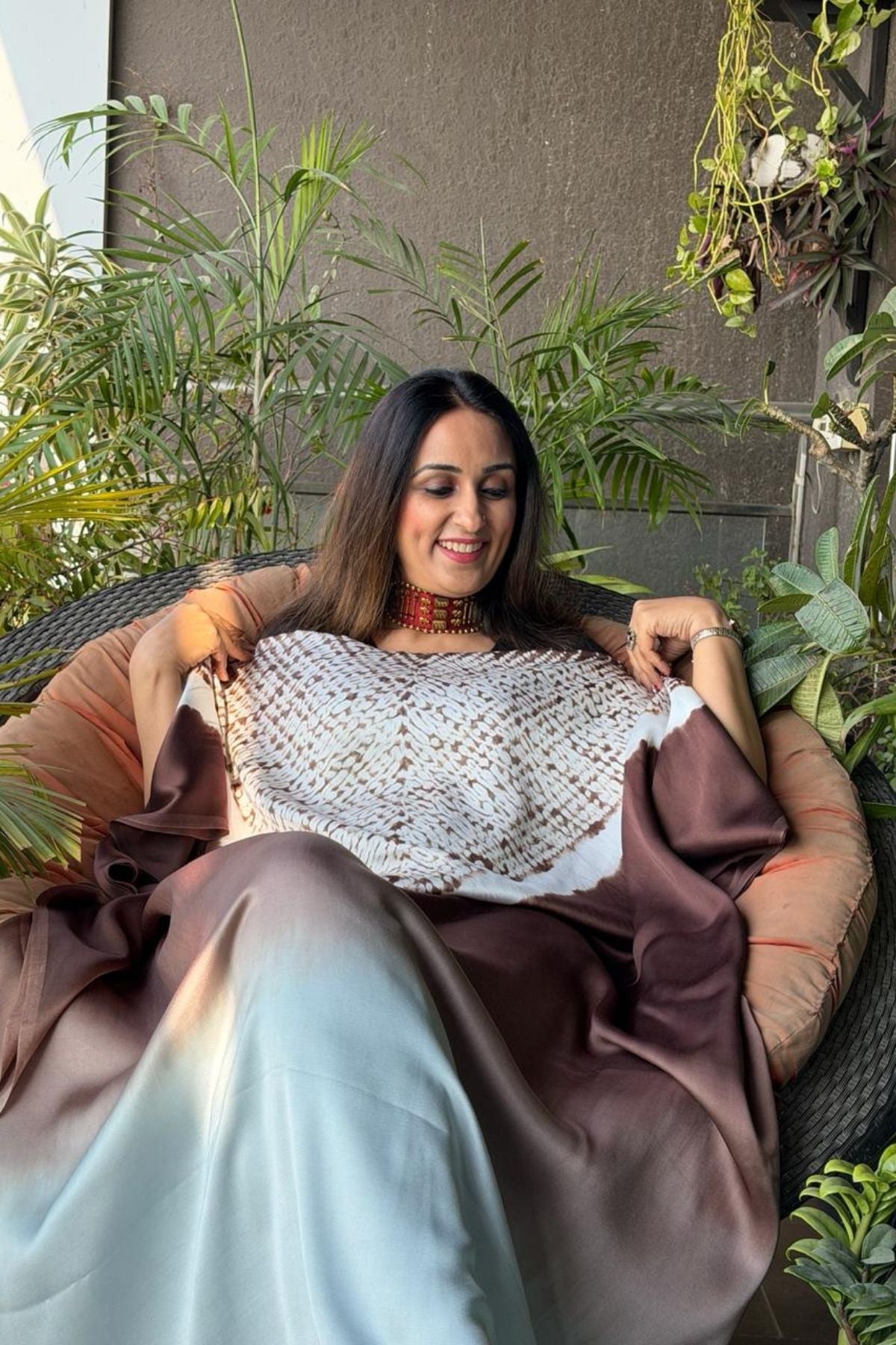 Handblocked Shibori shaded kurta on pure Modal