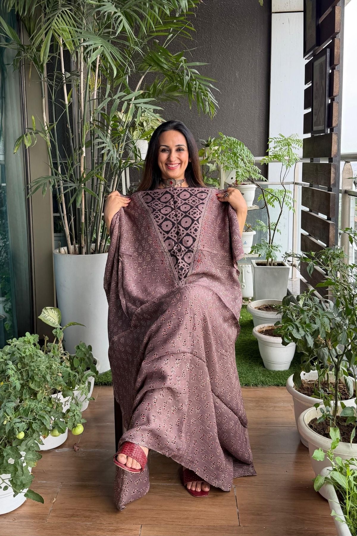 Ajrakh kurta fabric on pure modal !!