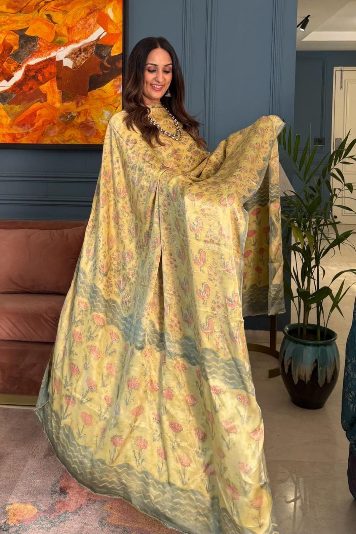 Pomegranate peel Handblock on Premium Modal fabric!!