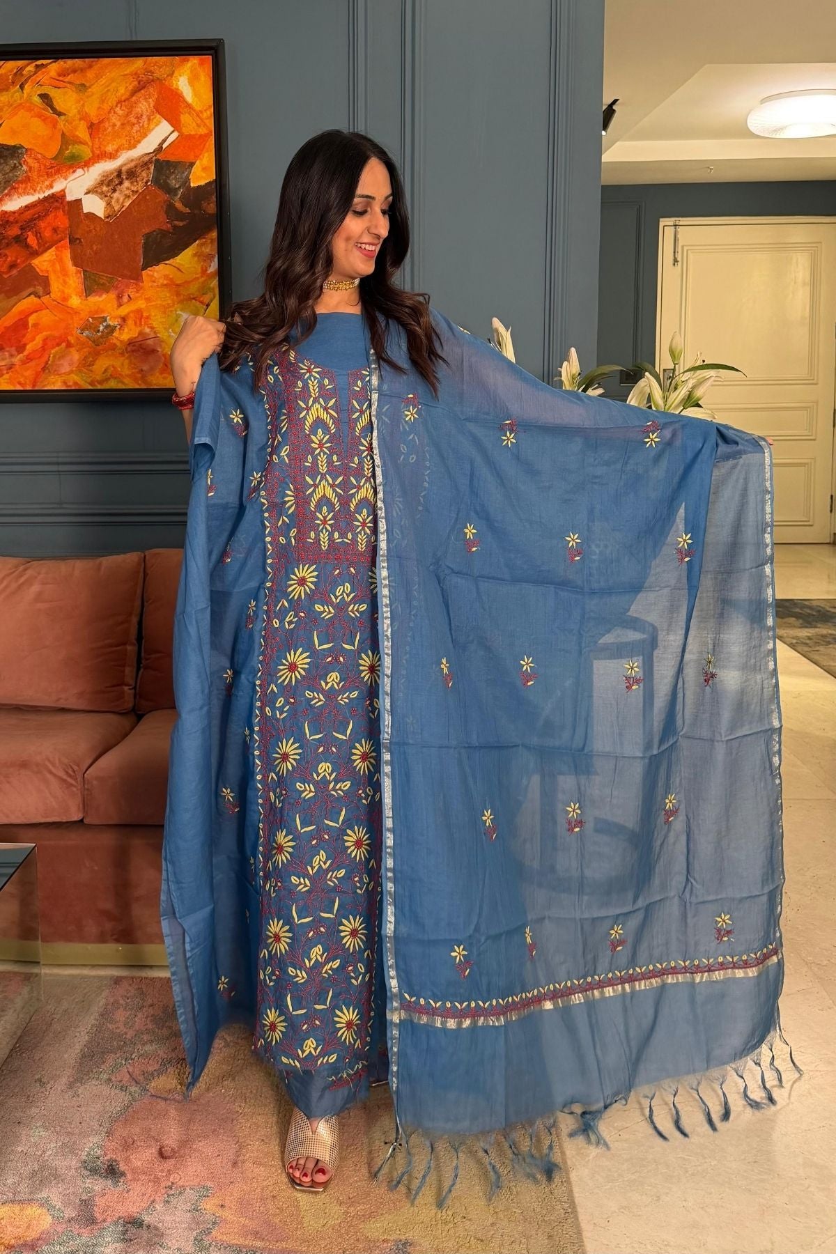 Chikankari on pure Mul cotton!!