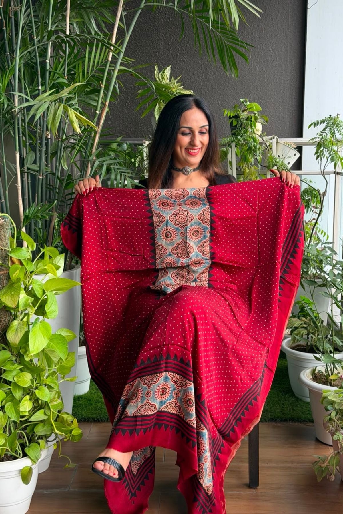 Ajrakh kurta fabric on pure modal !!