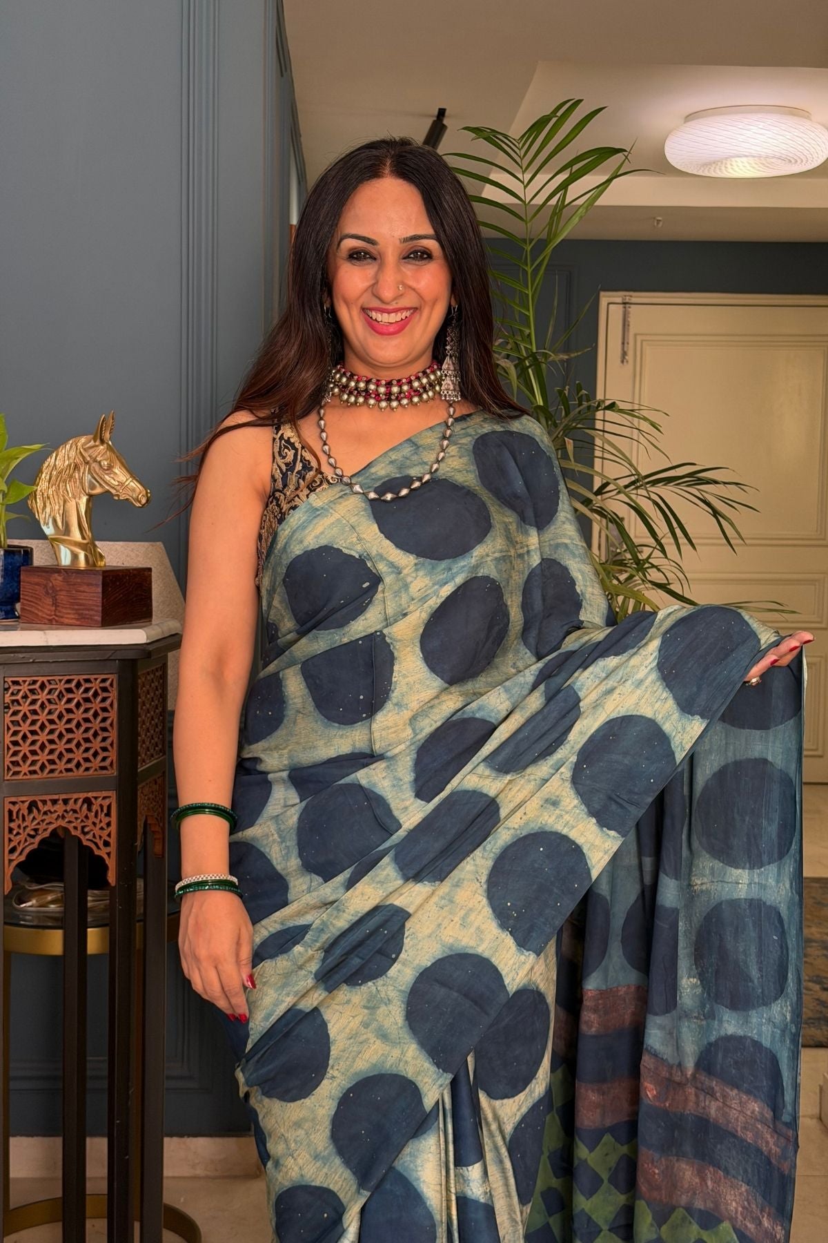 Pomegranate handcrafted pure tussar modal saree!!