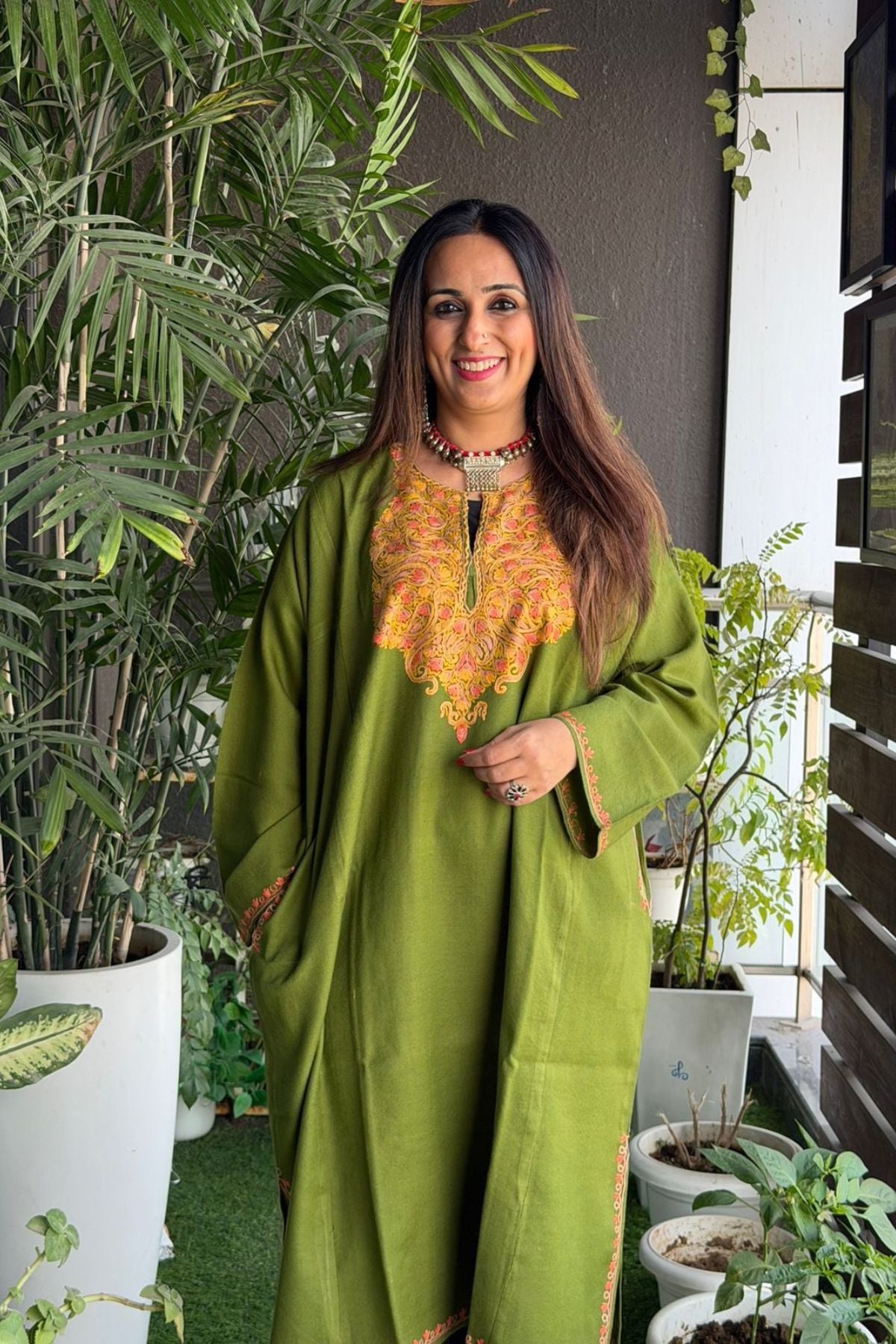 Woollen Kashmiri Phiran with Aari work