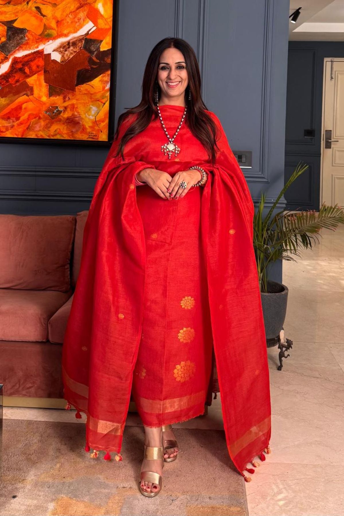 Jayshree Linen kurta Dupatta Set