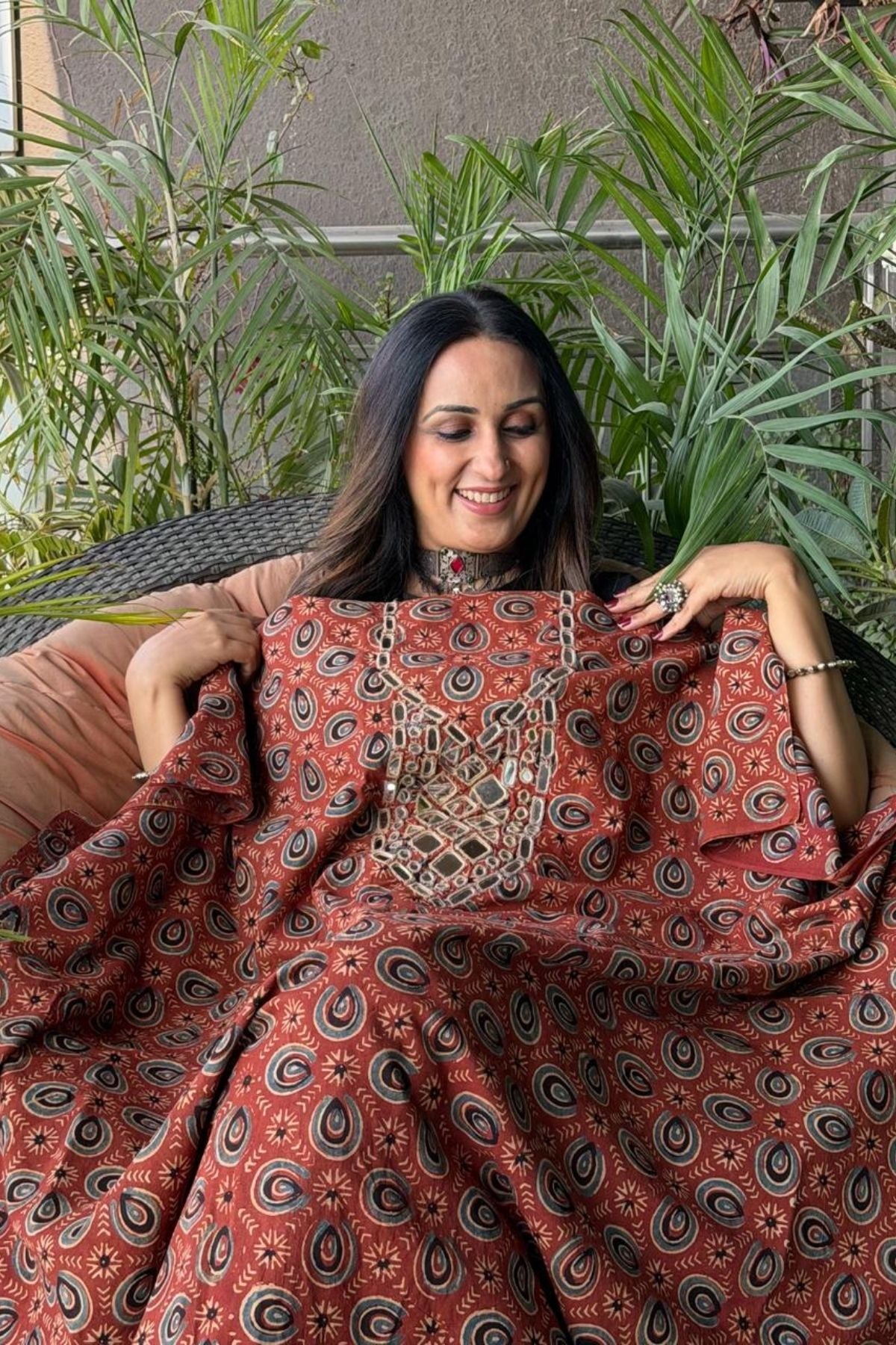 Pure Cotton Kutch mirror hand work kurta fabrics!!