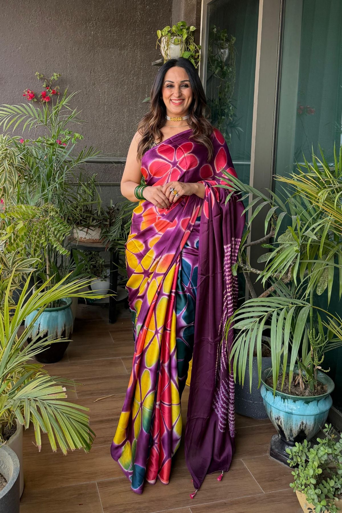 Multicoloured Shibori and clamp dye saree on pure modal!!