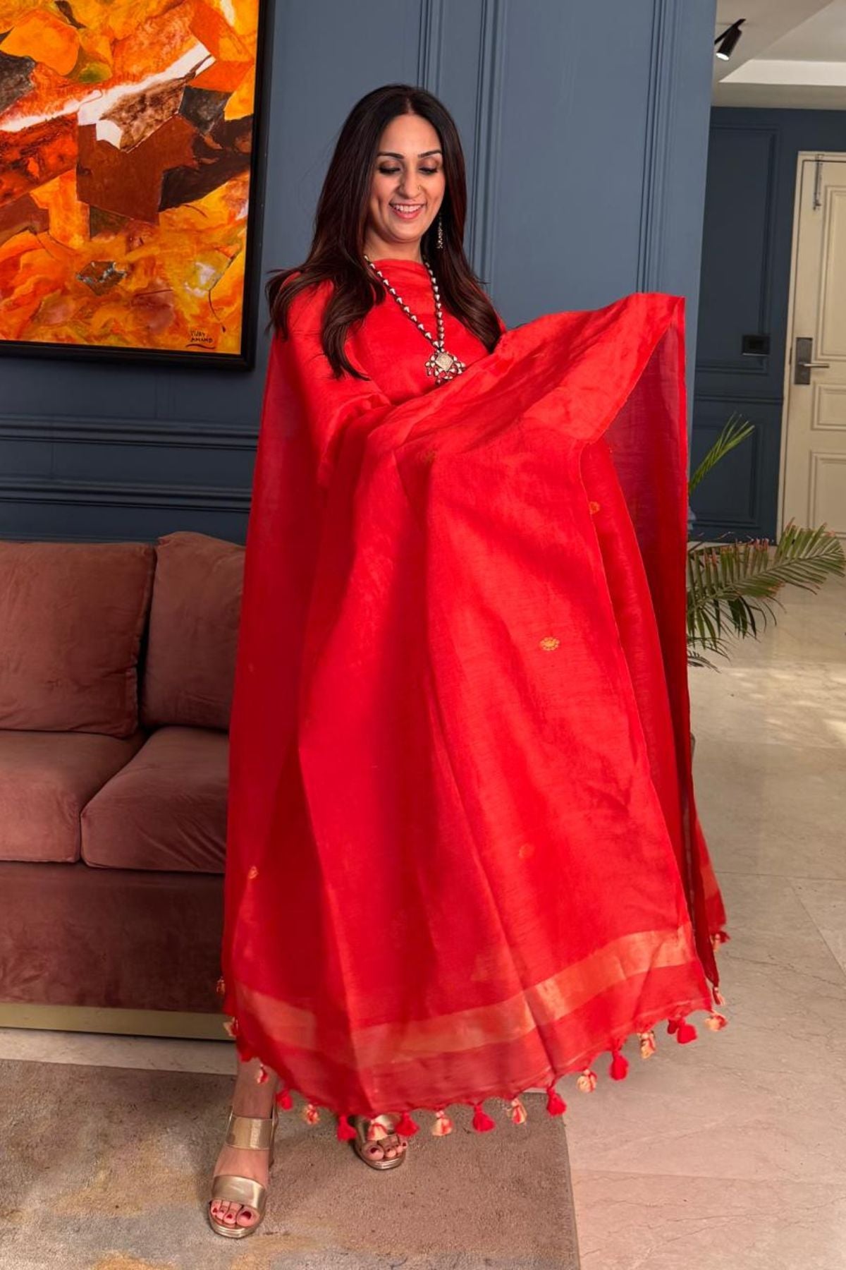 Jayshree Linen kurta Dupatta Set