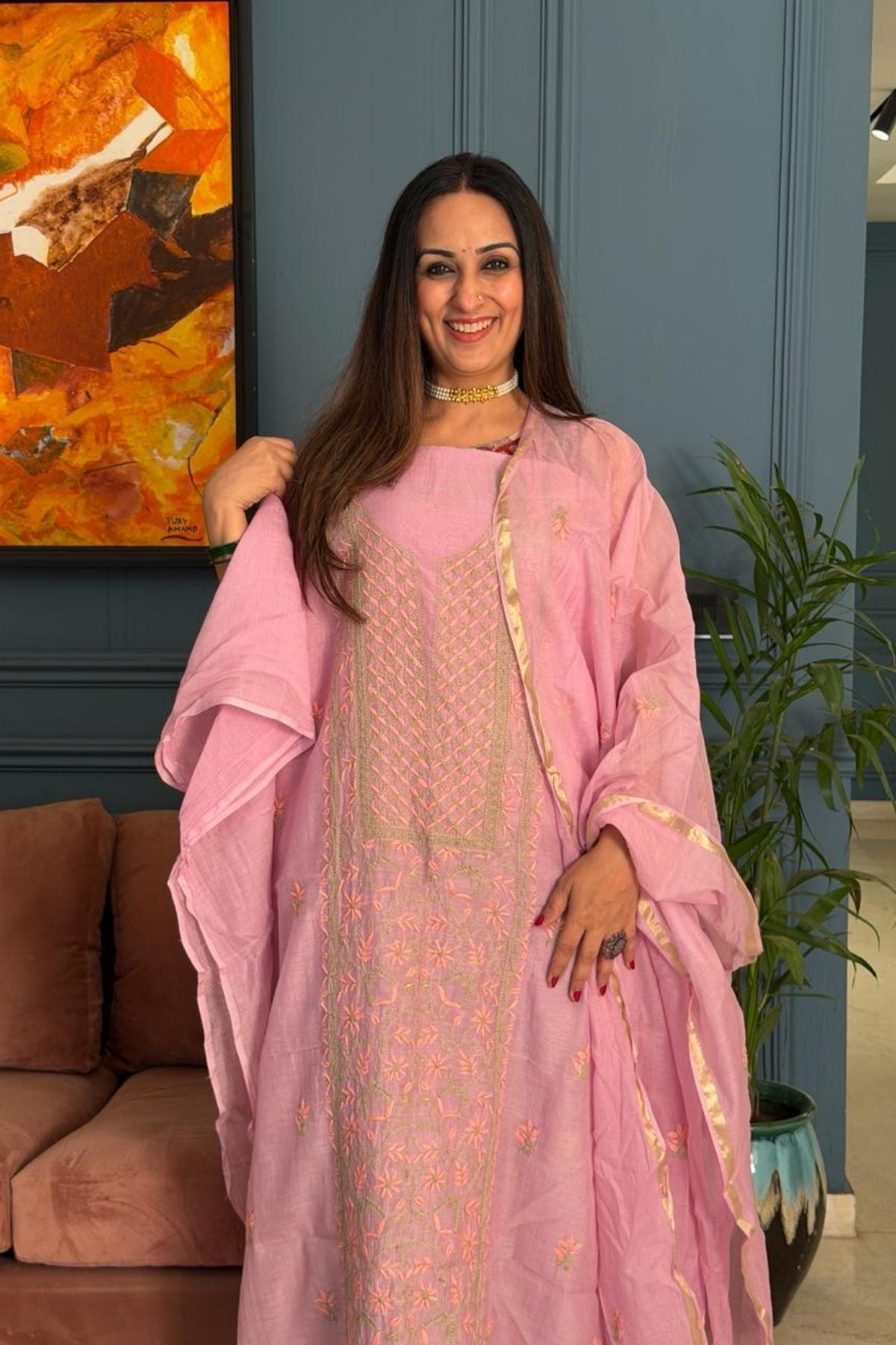 Chikankari on pure Mul cotton!!