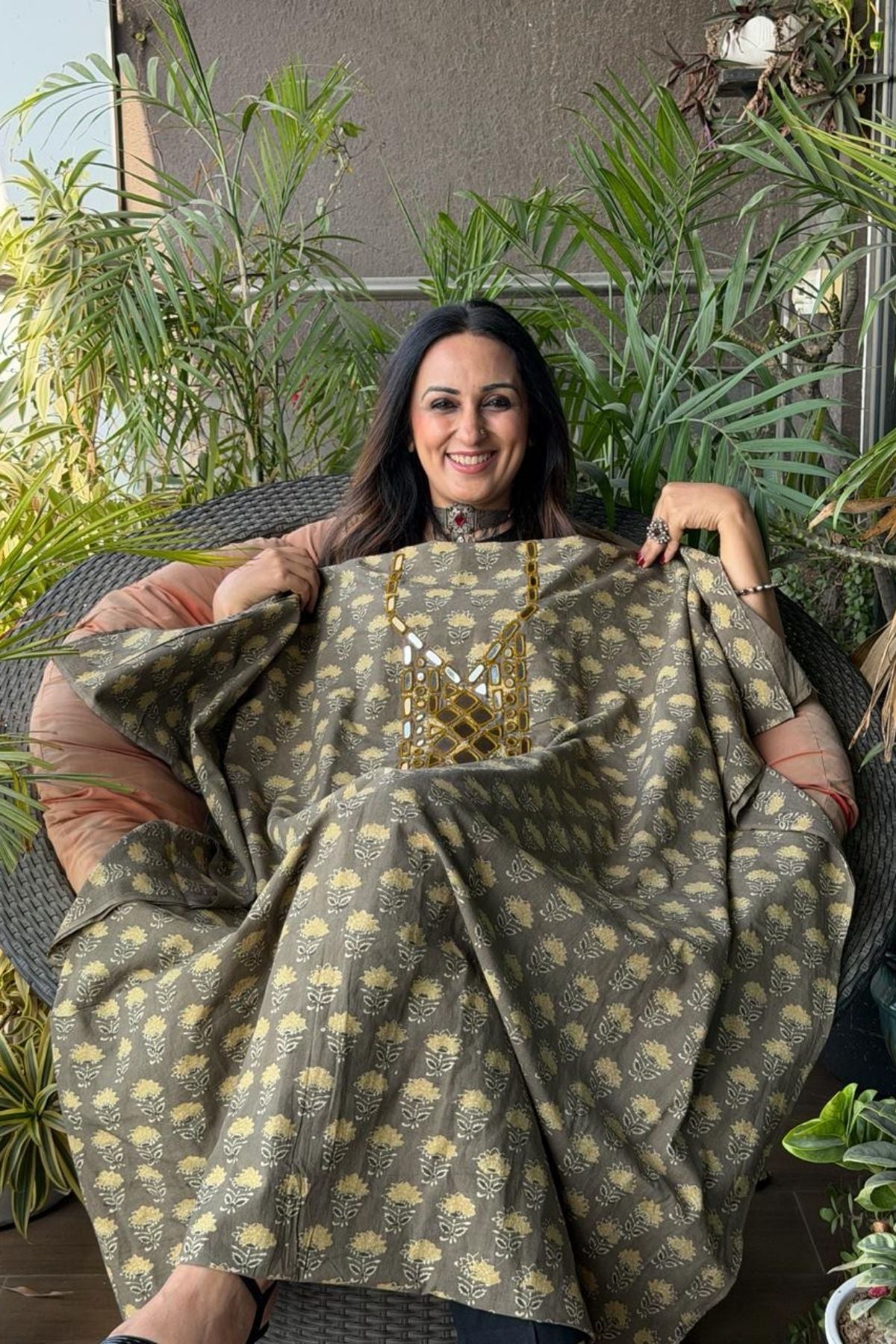 Pure Cotton Kutch mirror hand work kurta fabrics!!