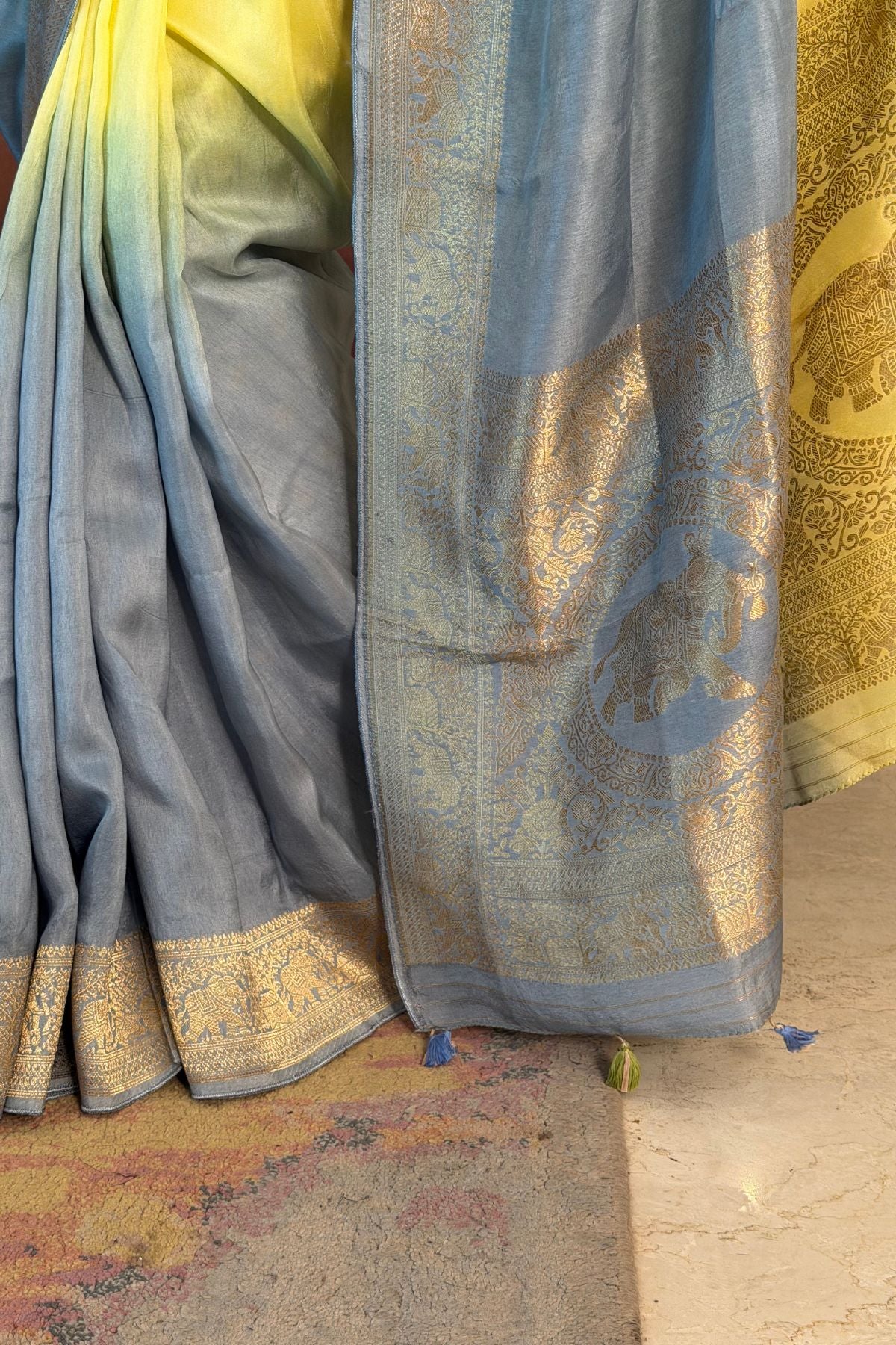 Ombré Dola silk saree with zari weave!!