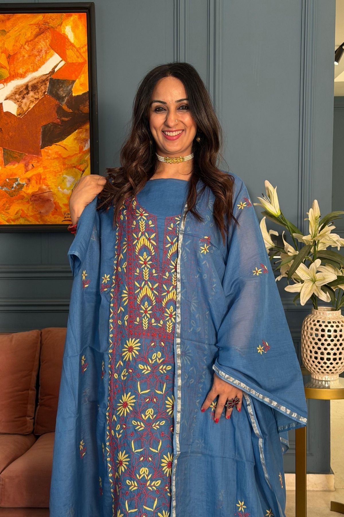 Chikankari on pure Mul cotton!!