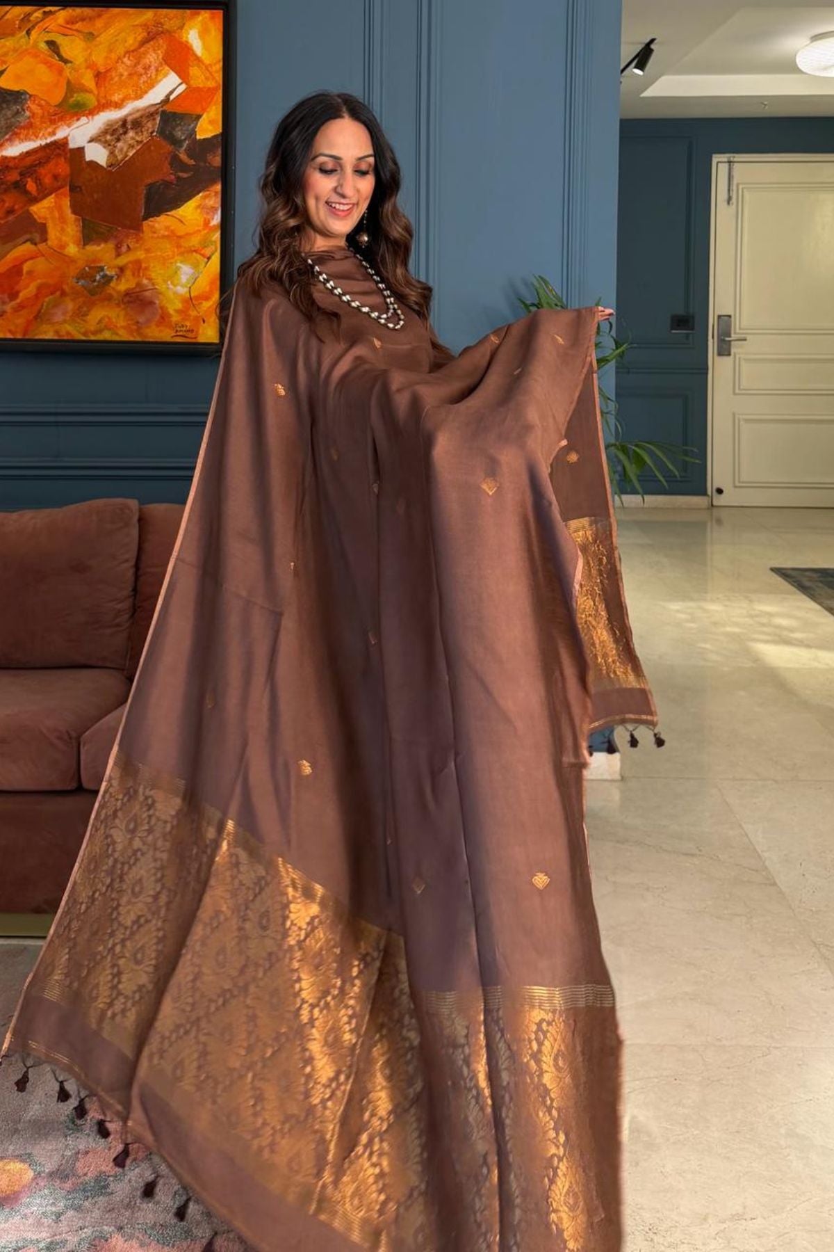 Premium Bangalore cotton with Banarasi weave kurta dupatta sets