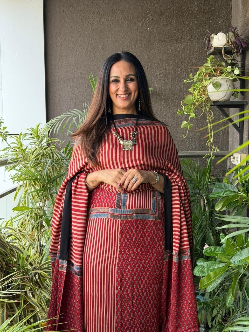 Handblocked Ajrakh full sets in modal with Lagdi patta on dupatta!!
