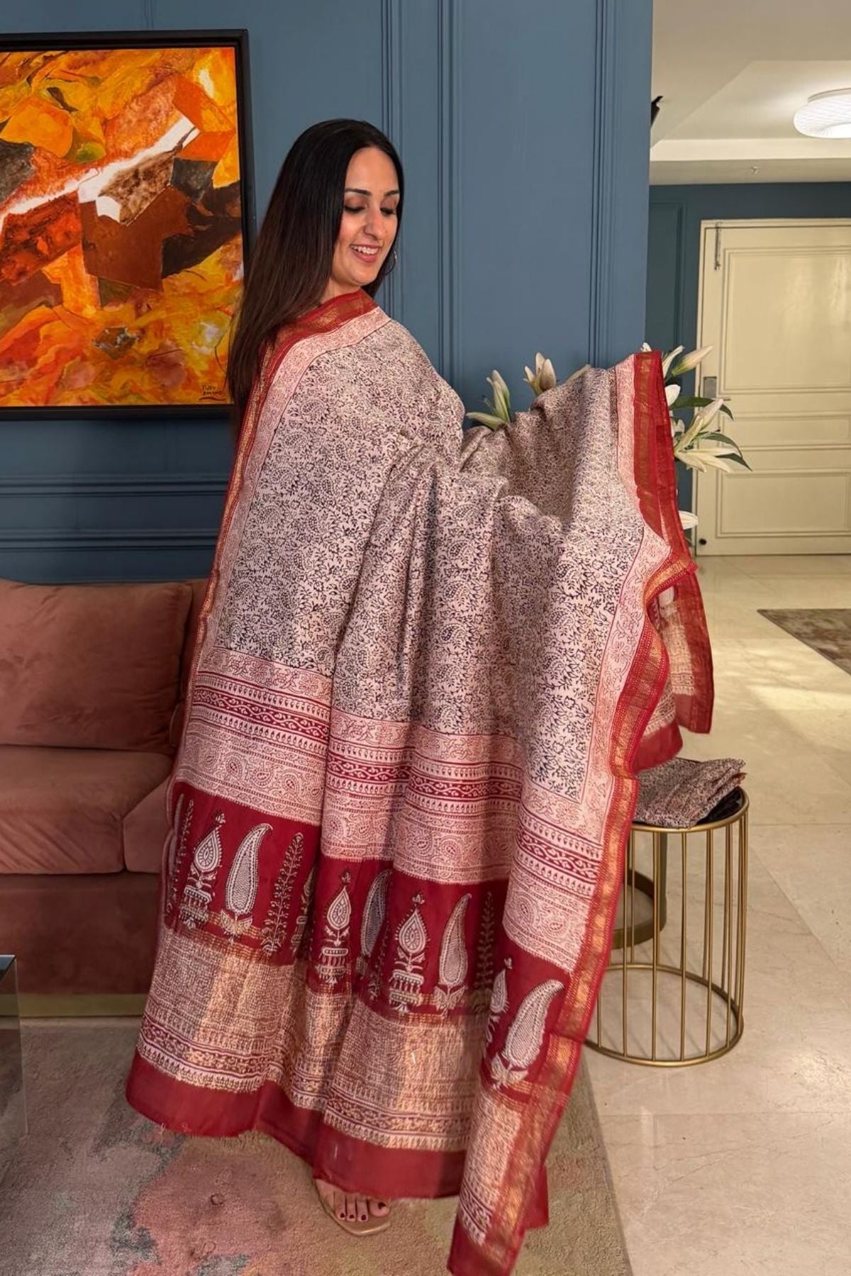 Handblocked Bagh full sets on pure Maheshwari!!