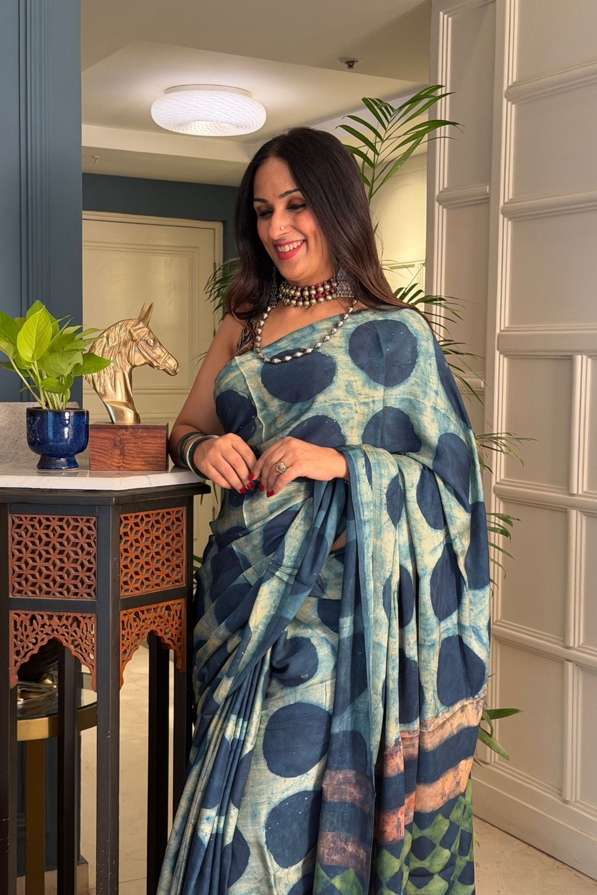 Pomegranate handcrafted pure tussar modal saree!!