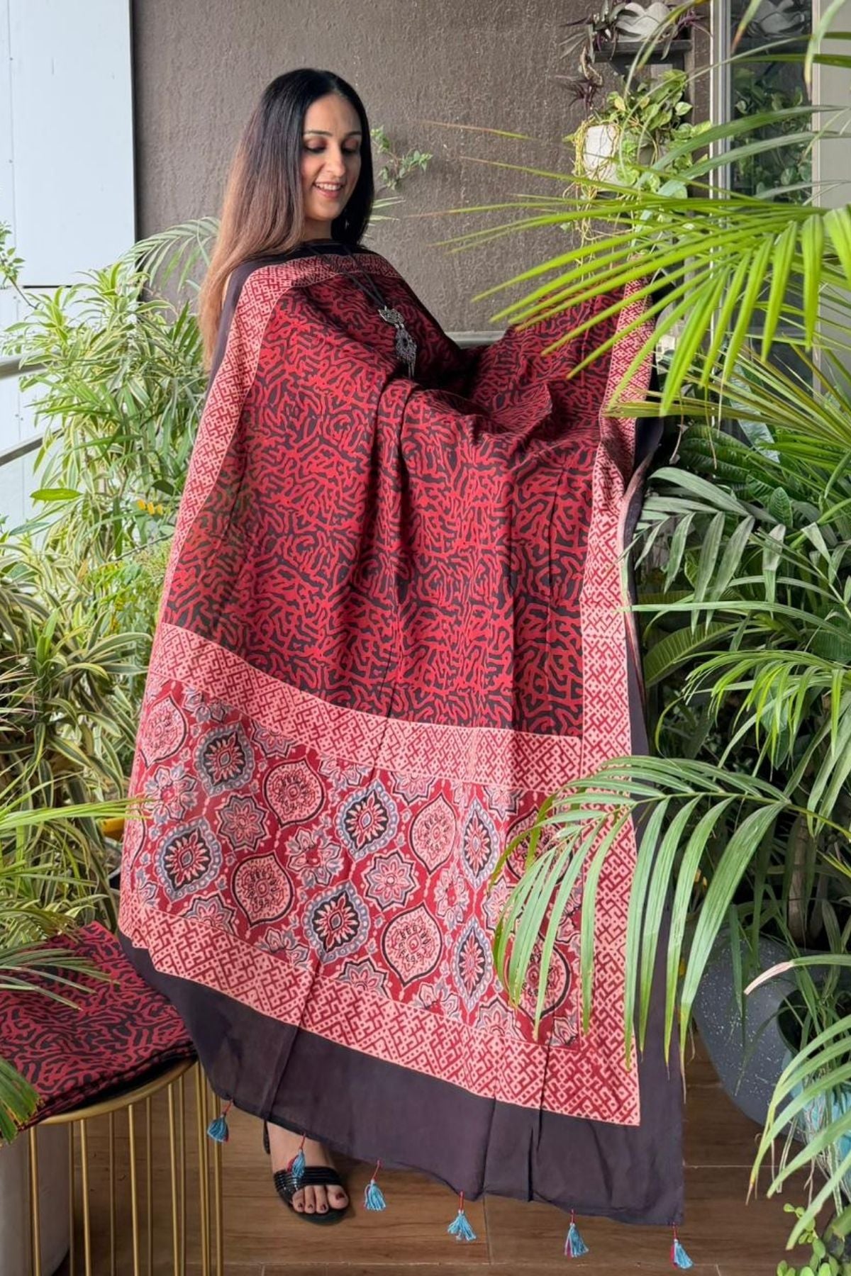 Handblocked Ajrakh Taj cotton full sets!!