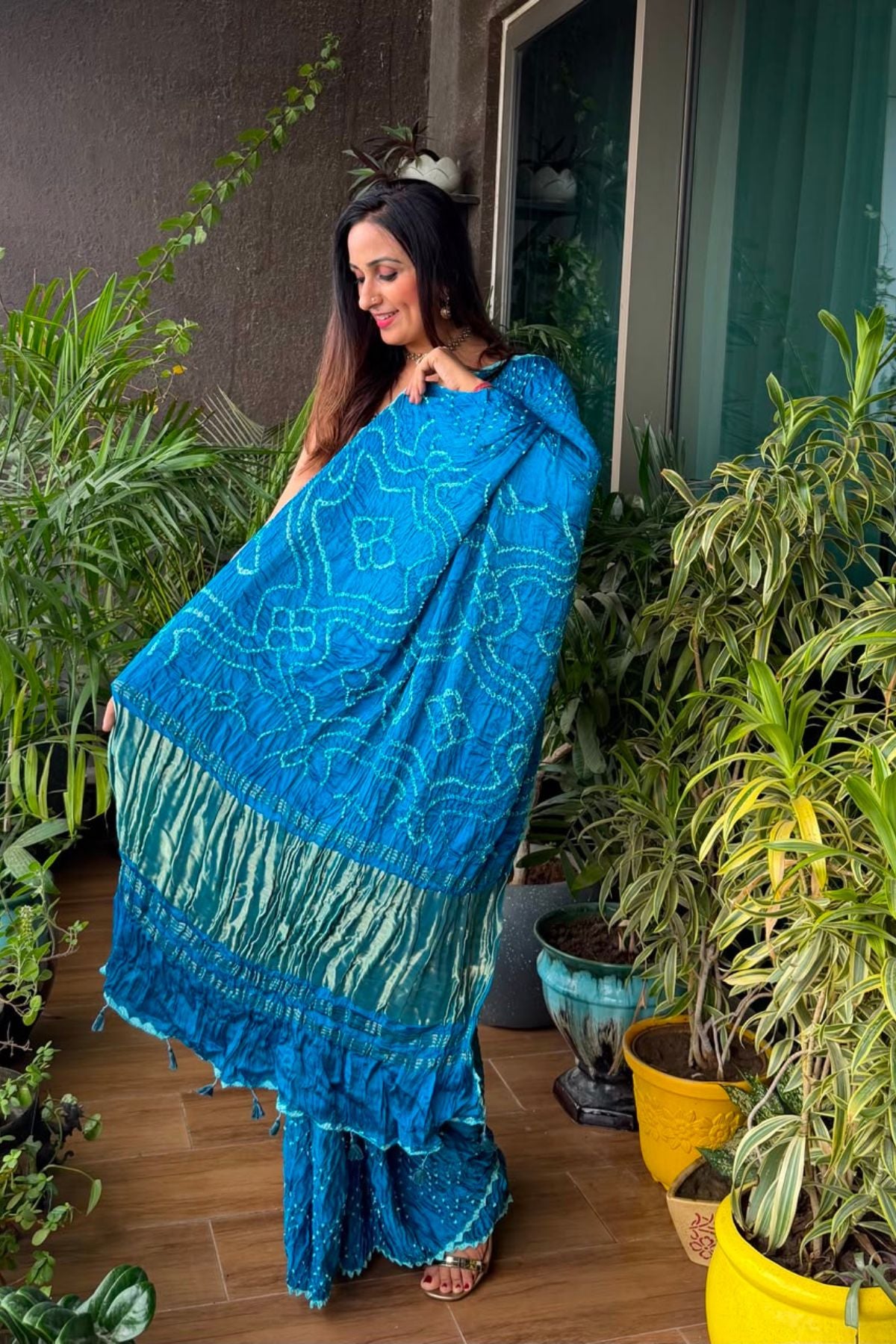 Handcrafted bandhani saree on pure modal!!!