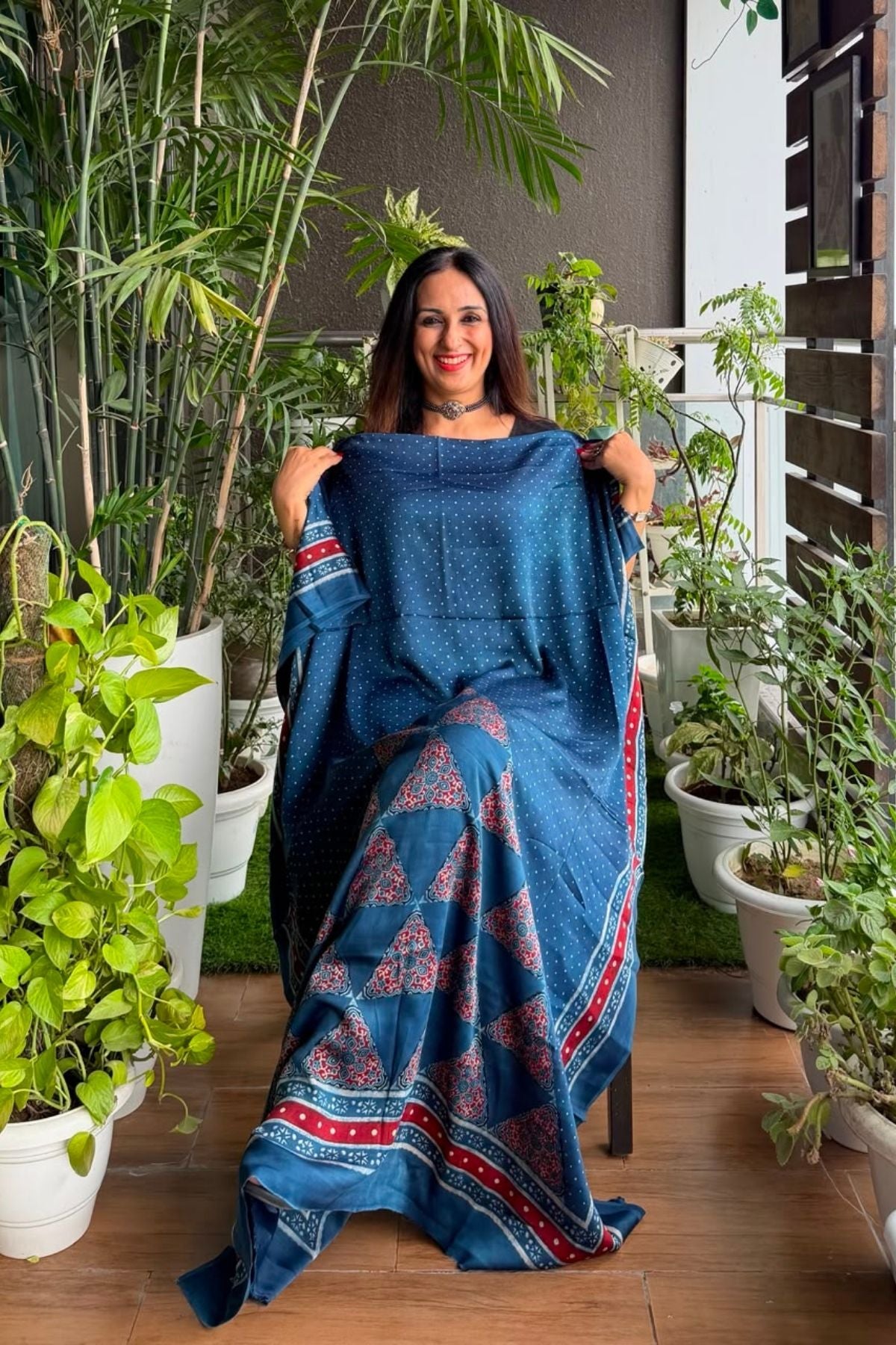 Ajrakh kurta fabric on pure modal !!