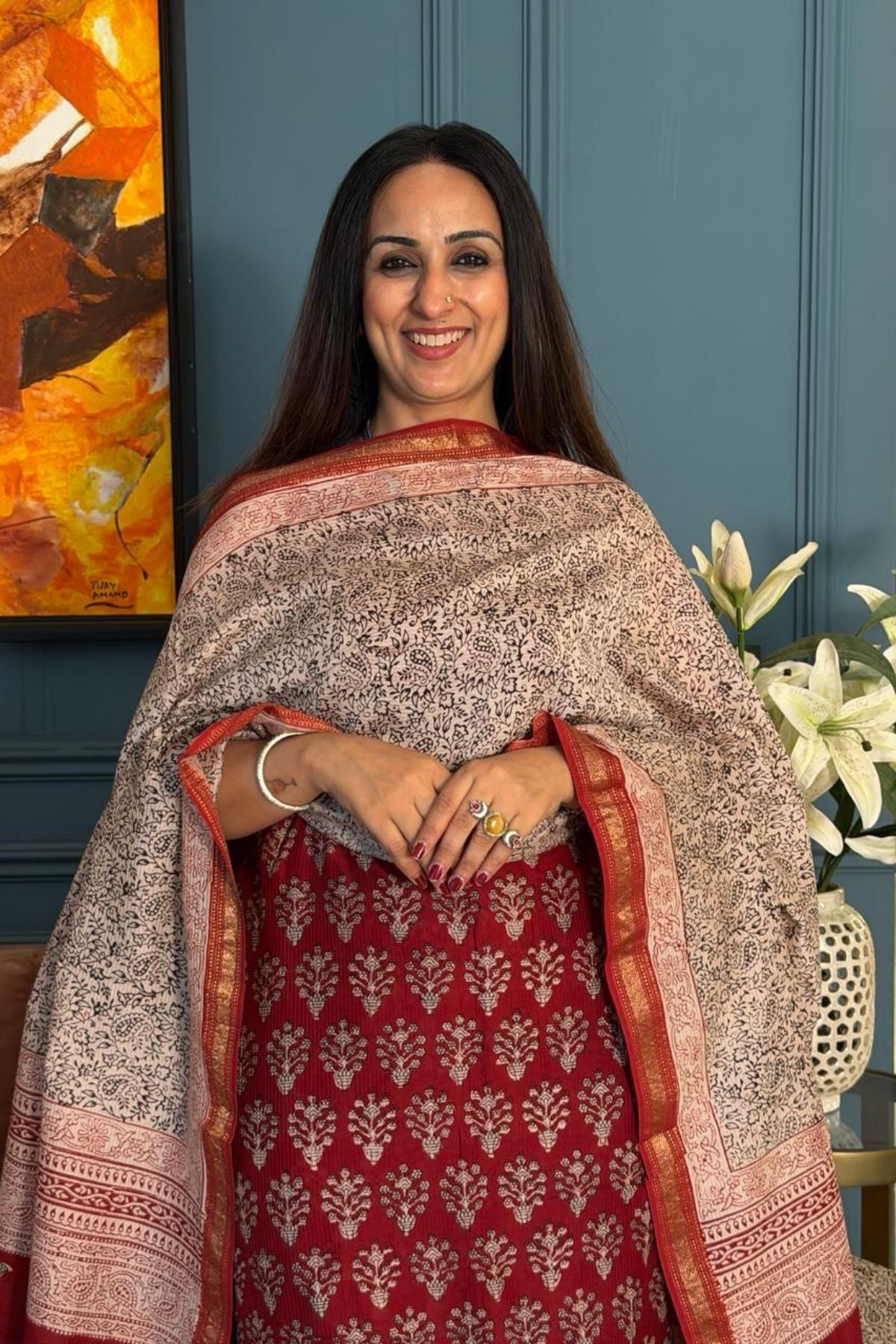 Handblocked Bagh full sets on pure Maheshwari!!