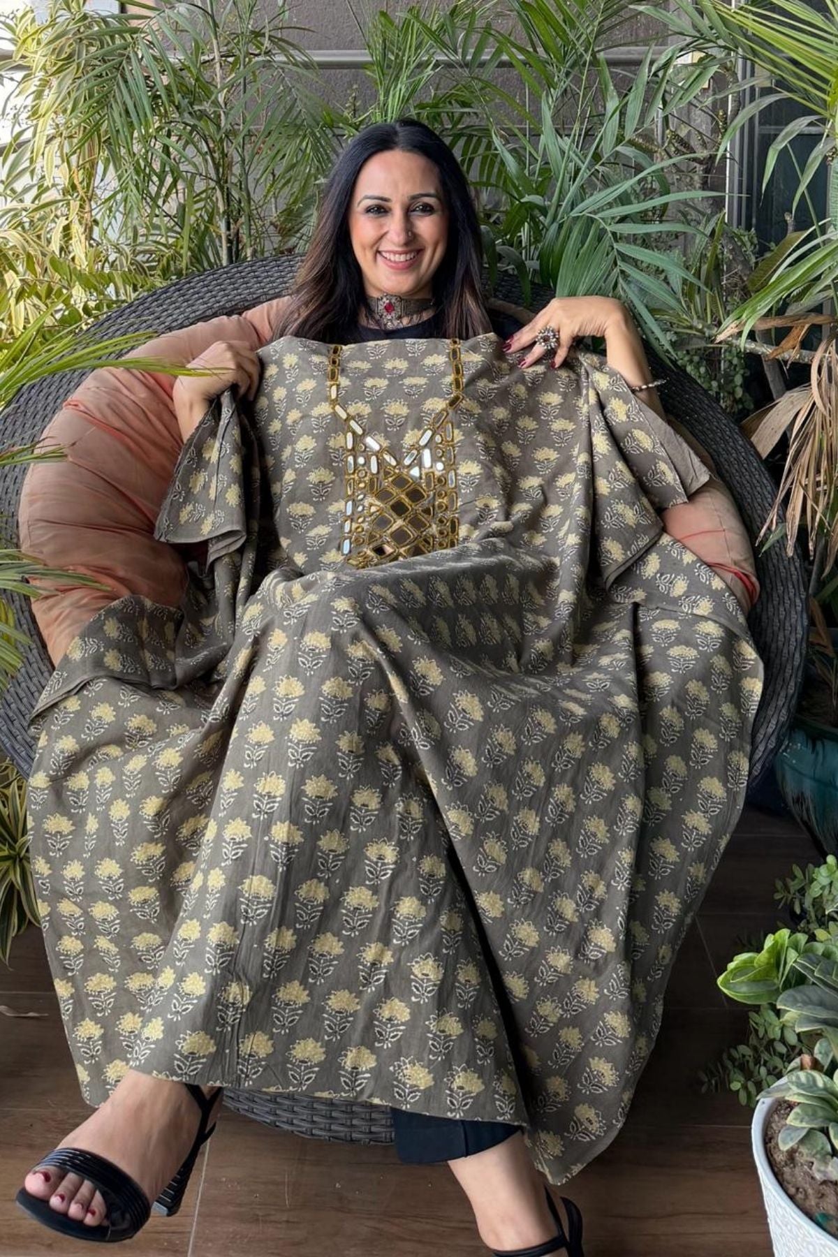 Pure Cotton Kutch mirror hand work kurta fabrics!!