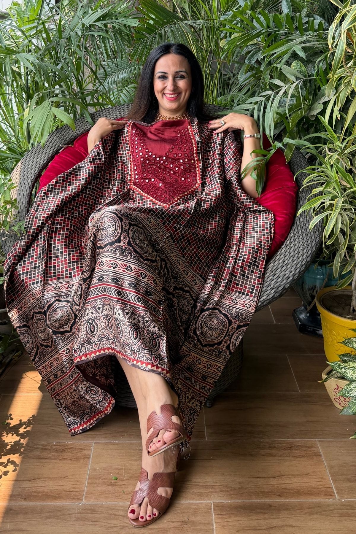 Handcrafted kurta with Kutch mirror work on pure Mashru!!