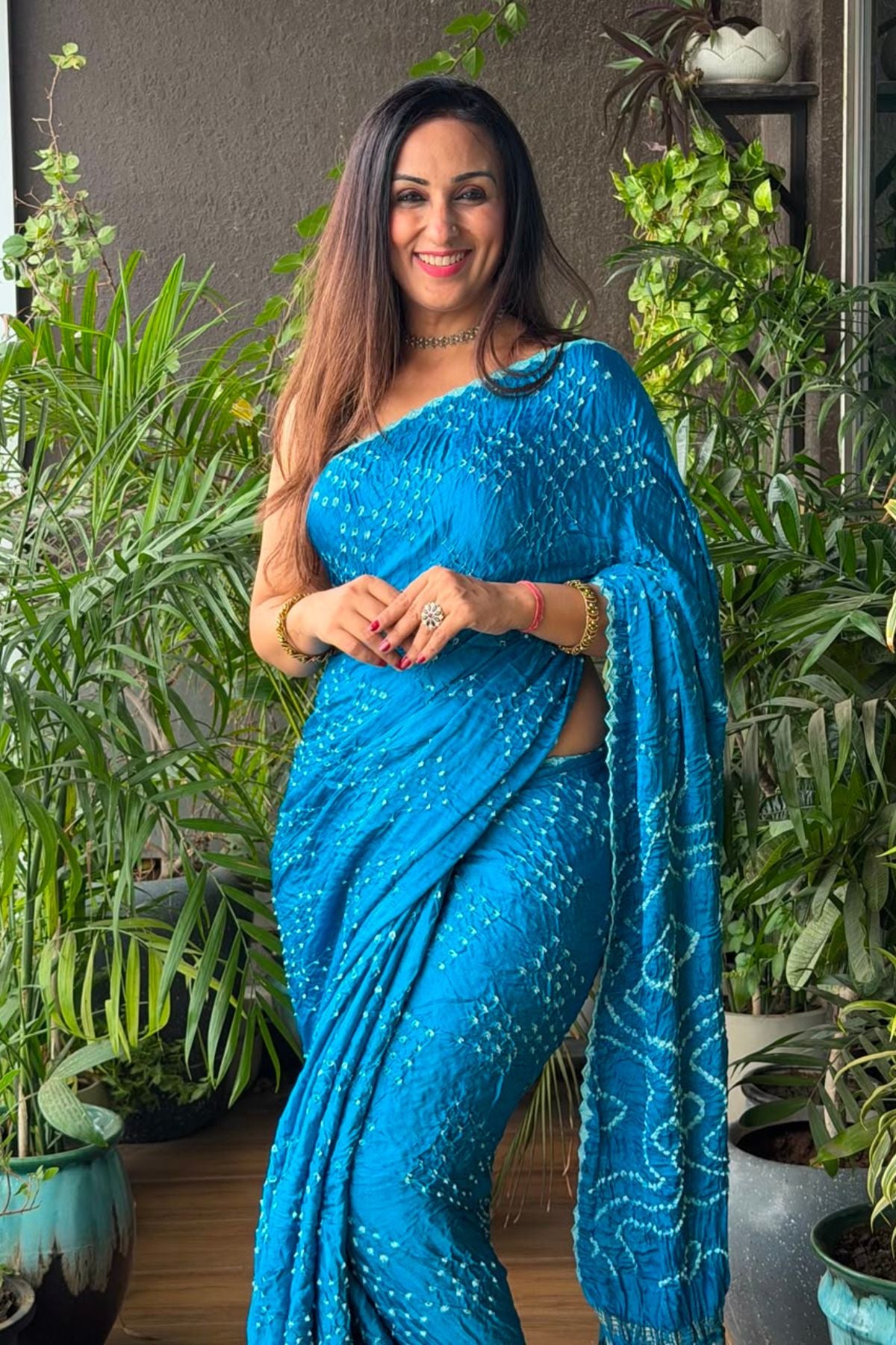 Handcrafted bandhani saree on pure modal!!!