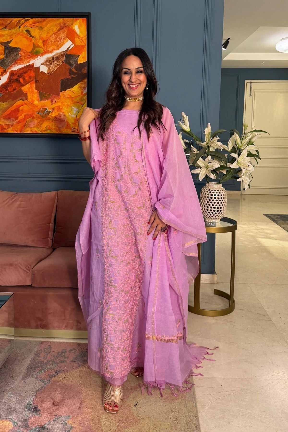 Chikankari on pure Mul cotton!!