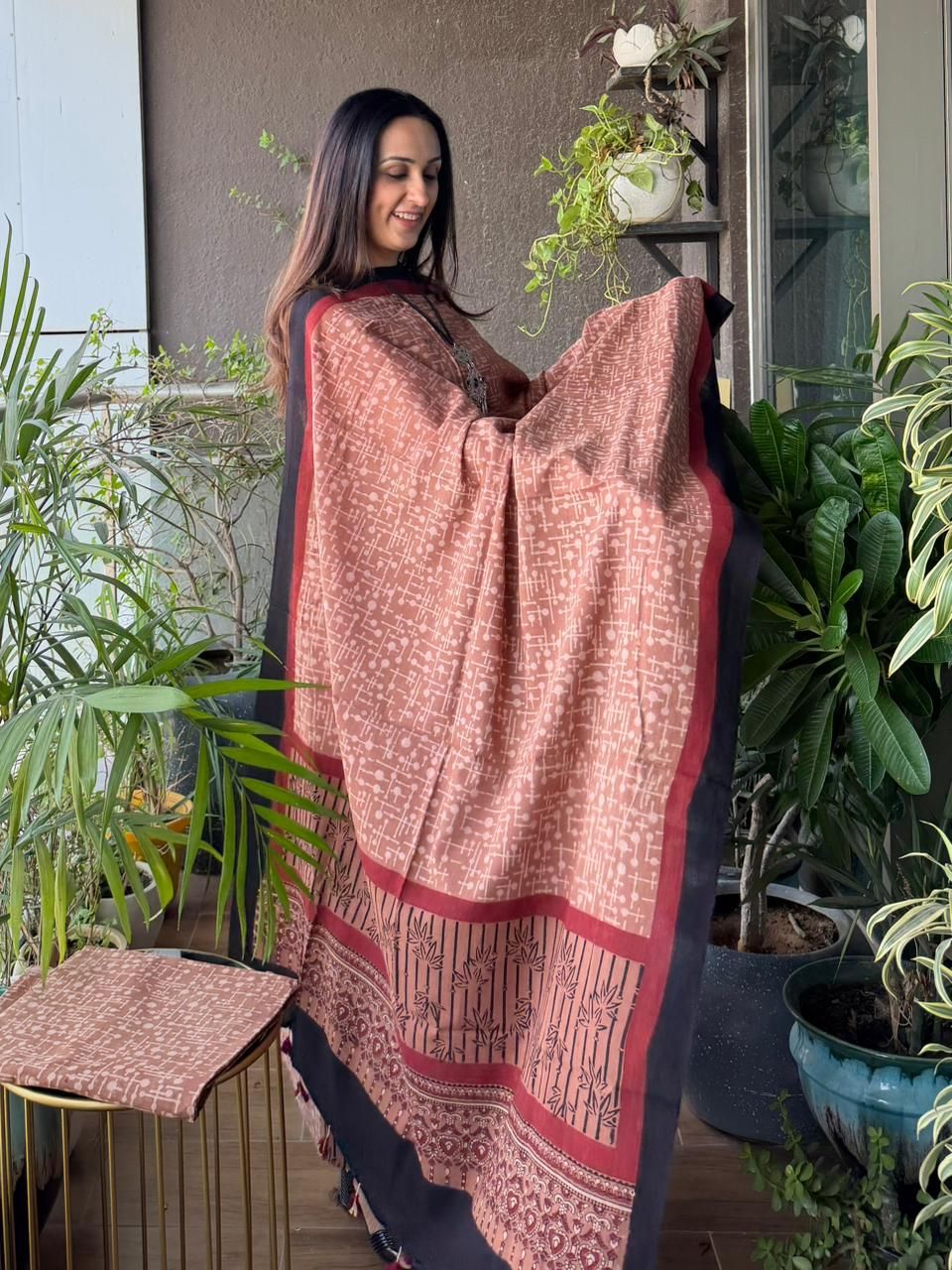 Handblocked Ajrakh Taj cotton full sets!!