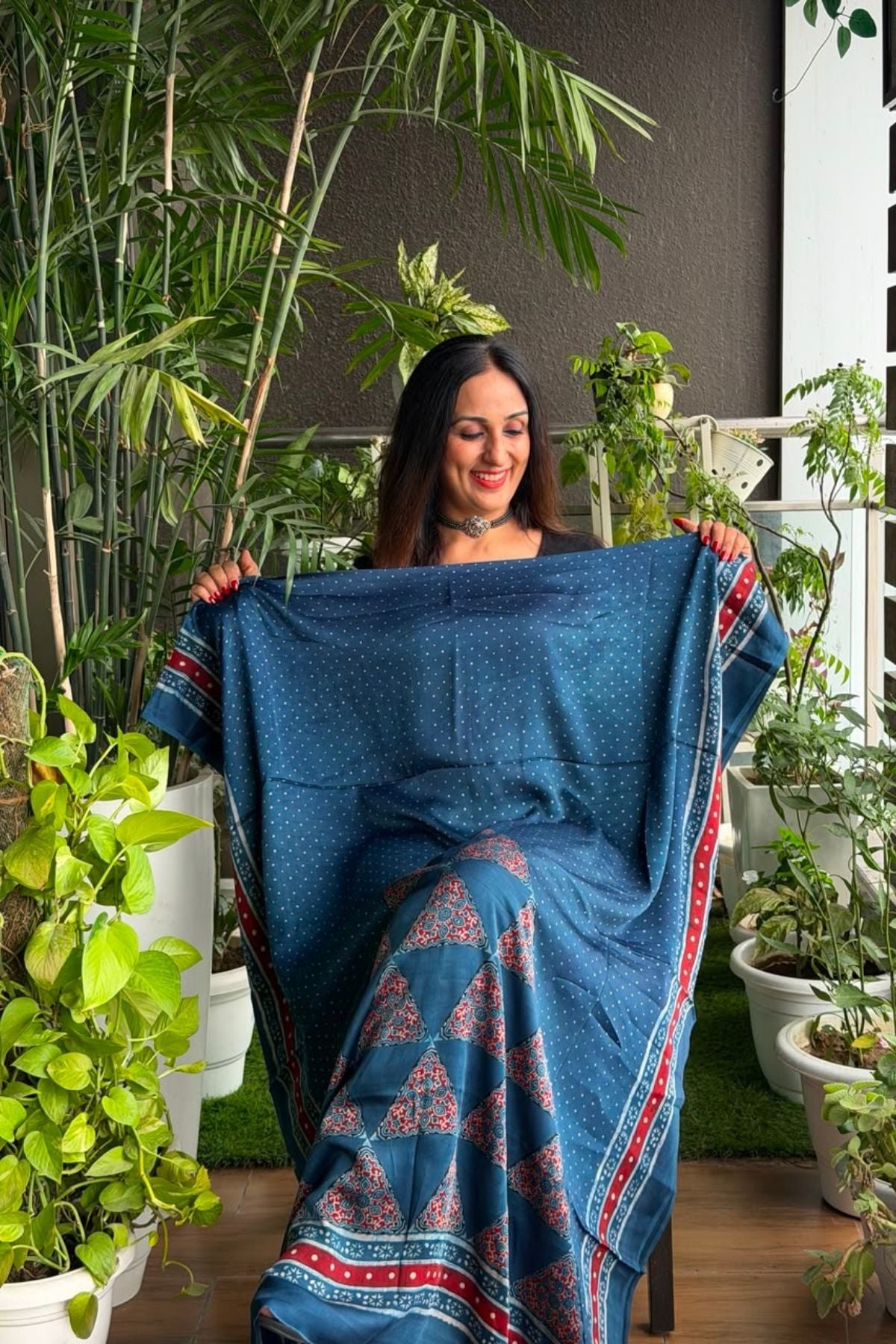 Ajrakh kurta fabric on pure modal !!