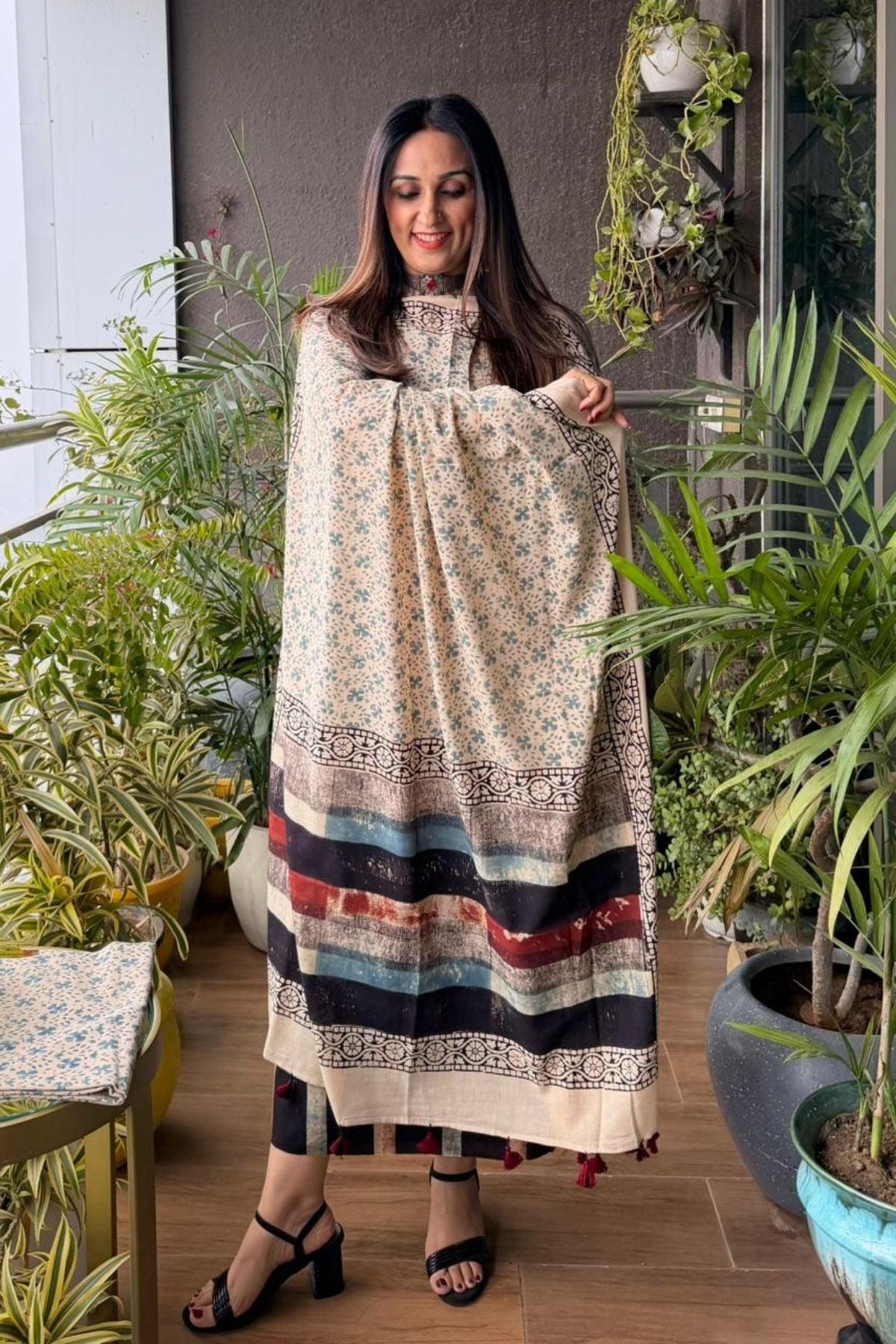 Ajrakh suits sets on Taj group pure cotton