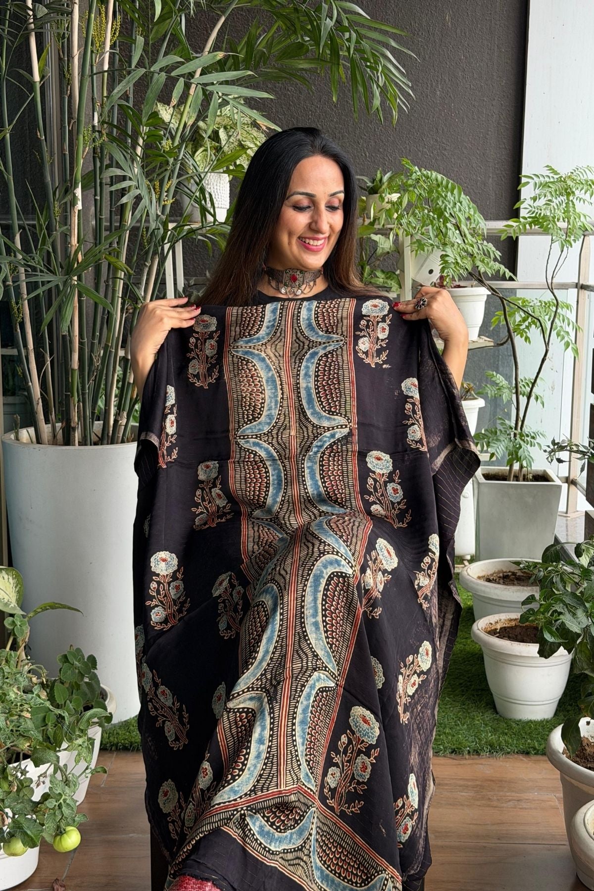 Ajrakh kurta fabric on pure modal !!