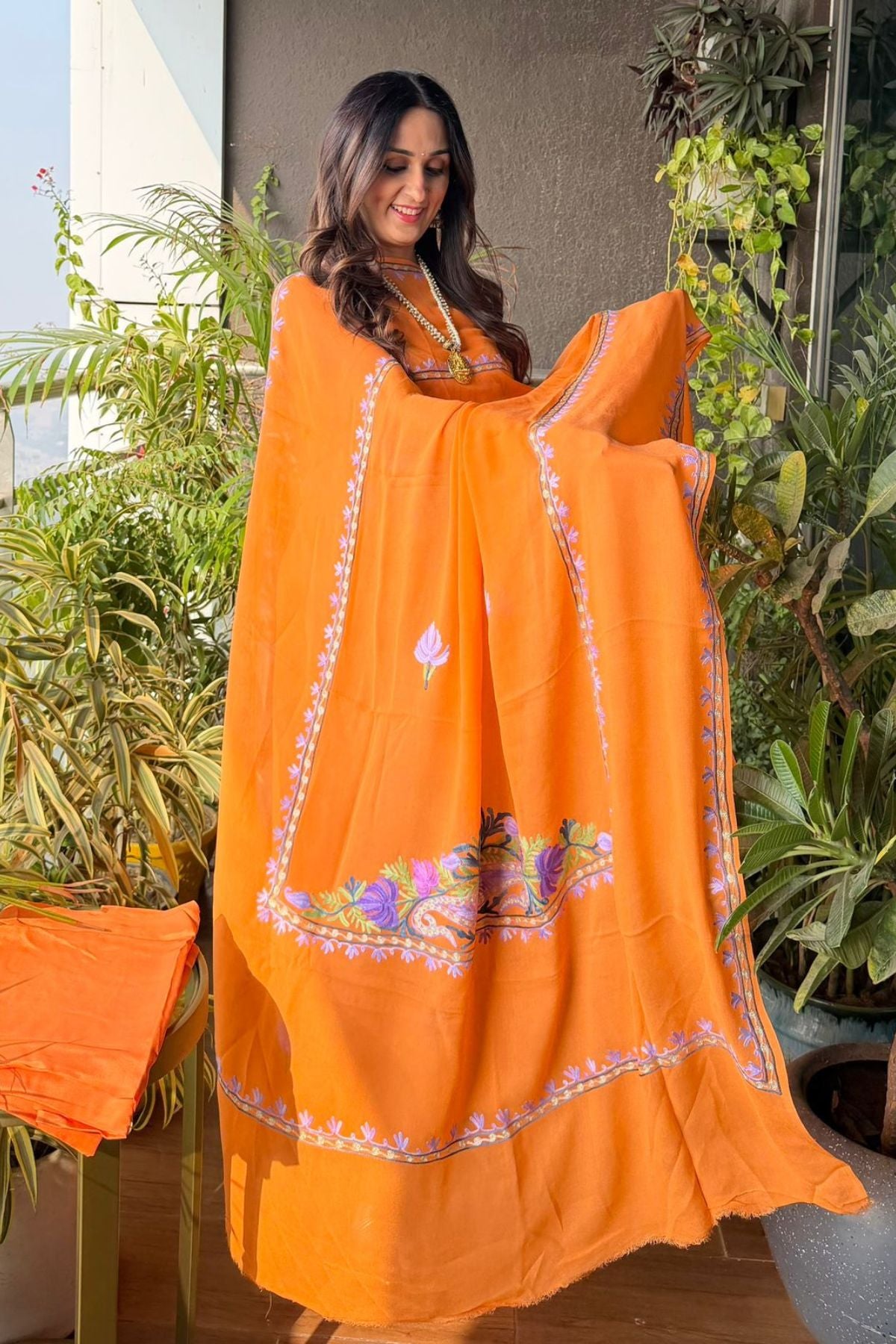 Georgette full suit set with Kashmiri embroidery