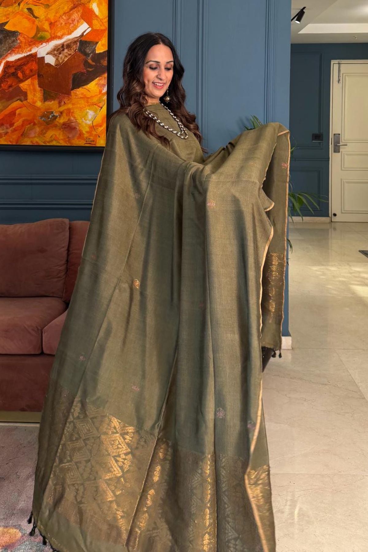 Premium Bangalore cotton with Banarasi weave kurta dupatta sets