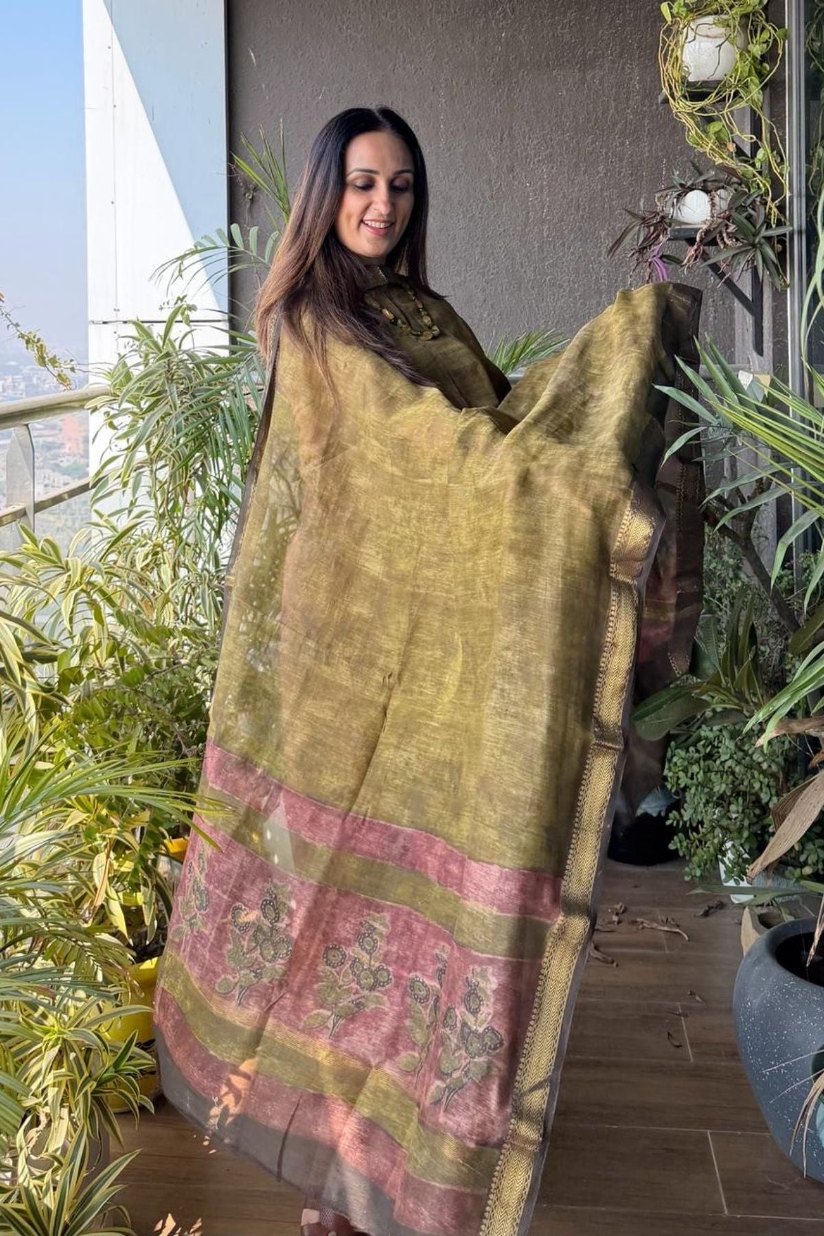 Handblocked with Pomegranate peel kurta dupatta sets in Maheshwari!!