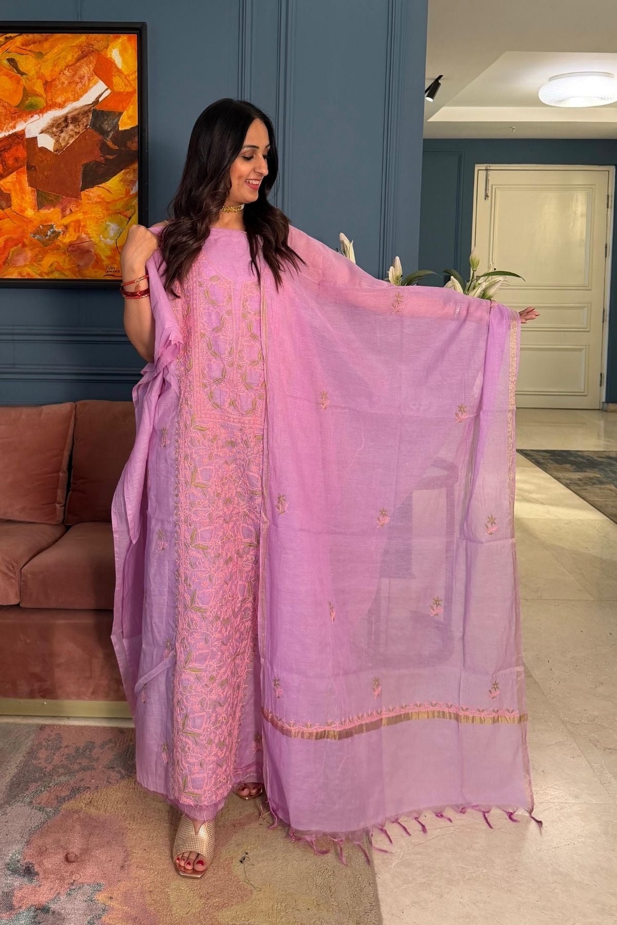 Chikankari on pure Mul cotton!!