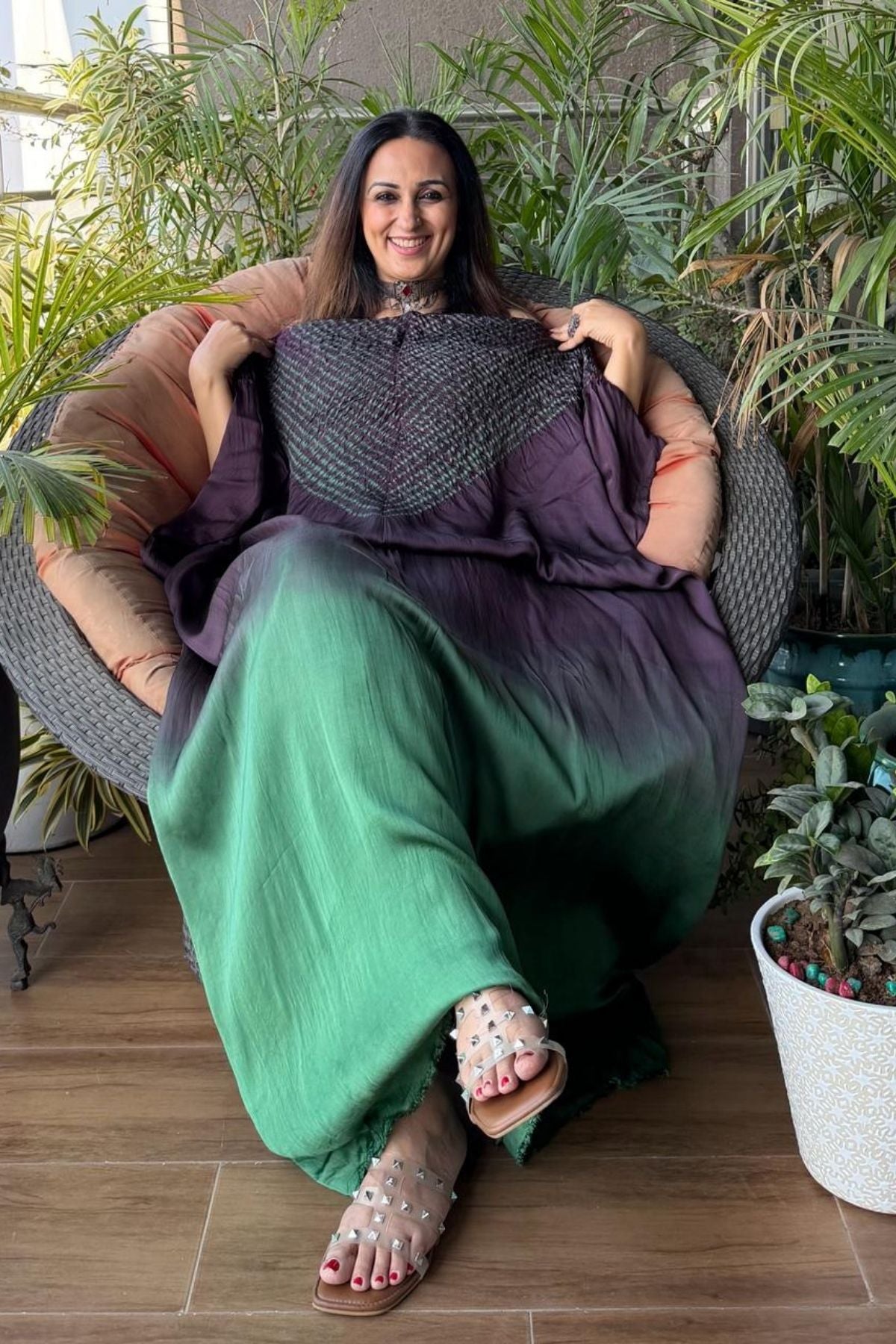 Handblocked Shibori shaded kurta on pure Modal