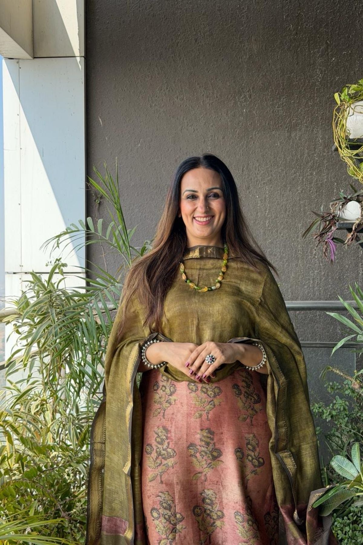 Handblocked with Pomegranate peel kurta dupatta sets in Maheshwari!!