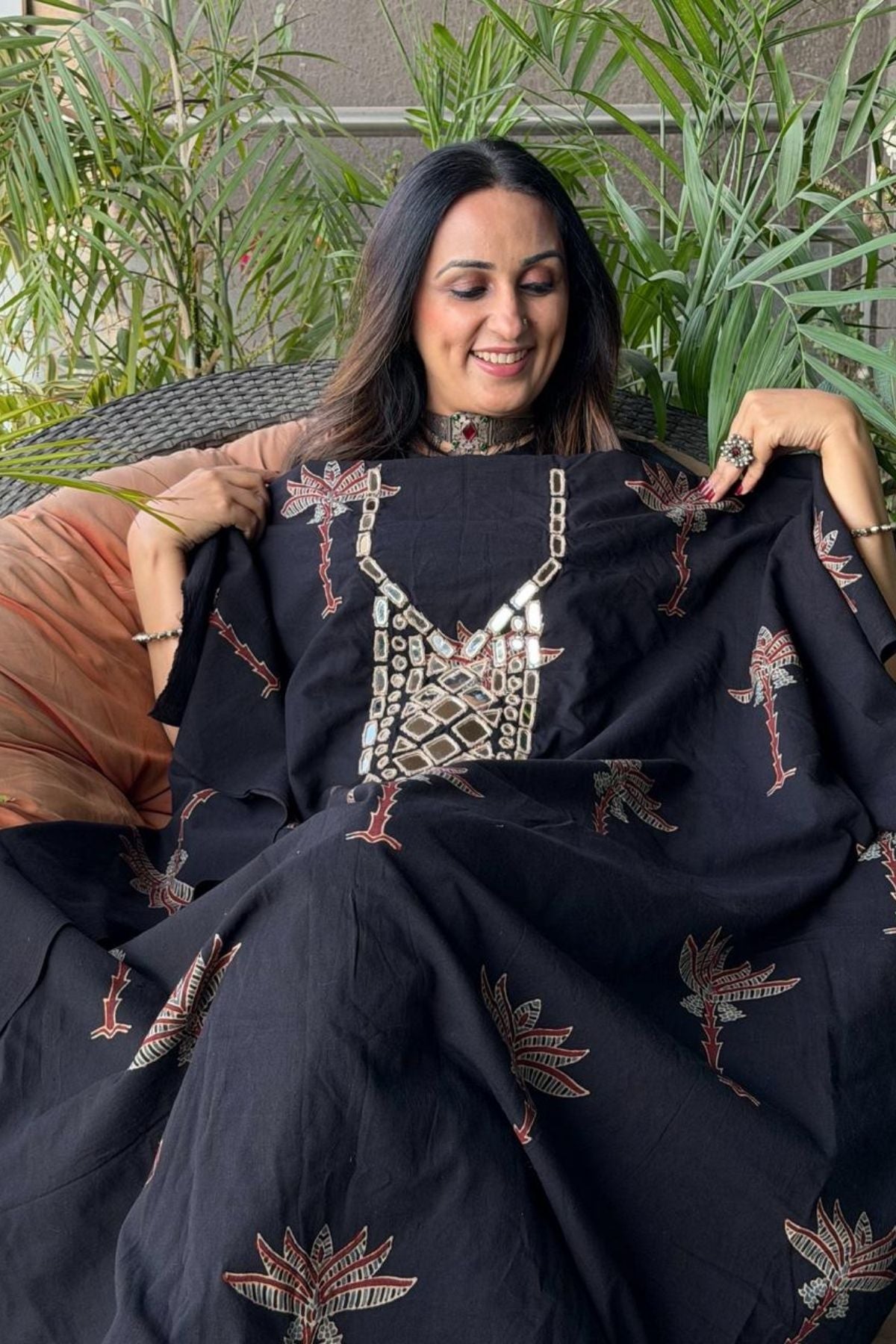 Pure Cotton Kutch mirror hand work kurta fabrics!!