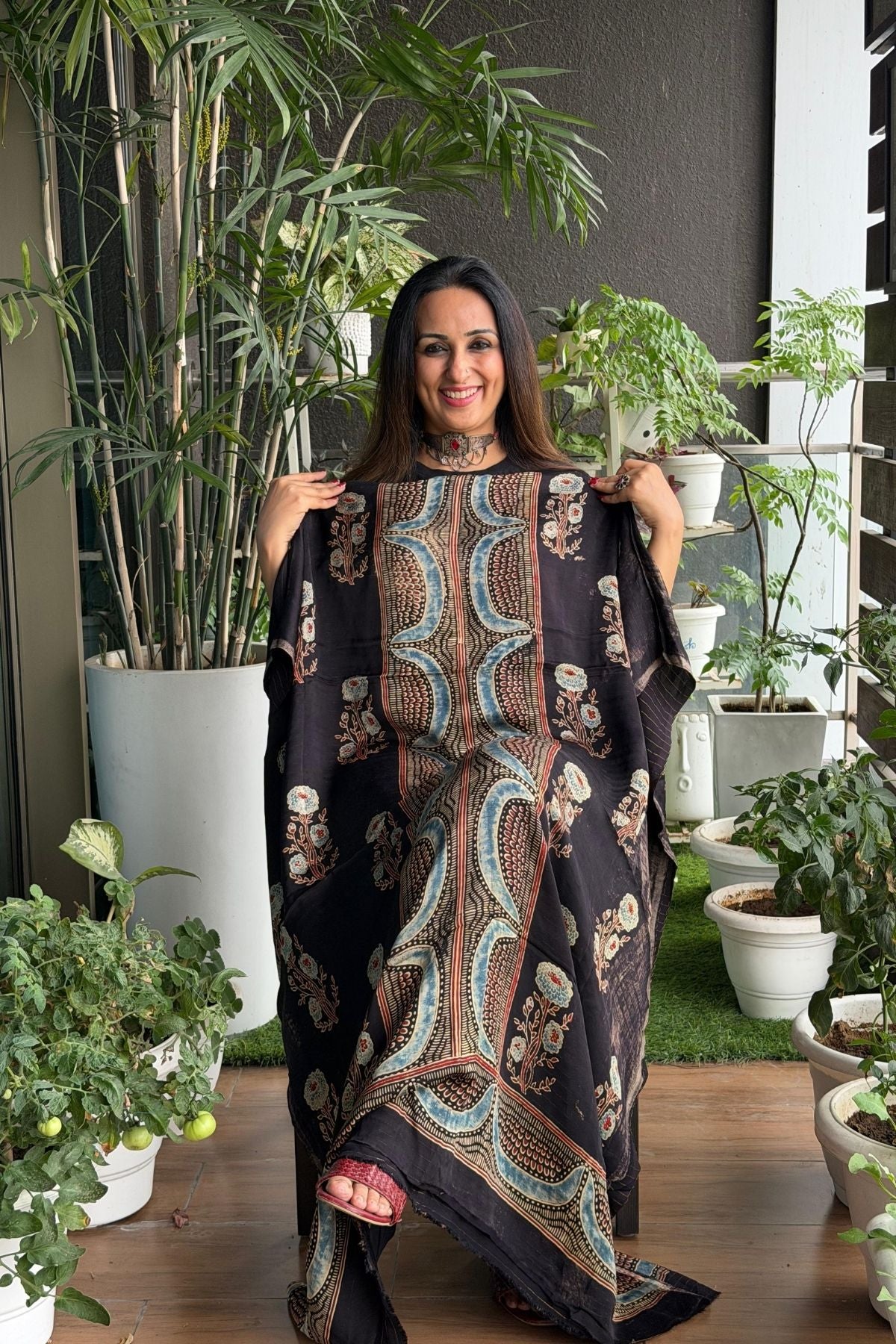Ajrakh kurta fabric on pure modal !!