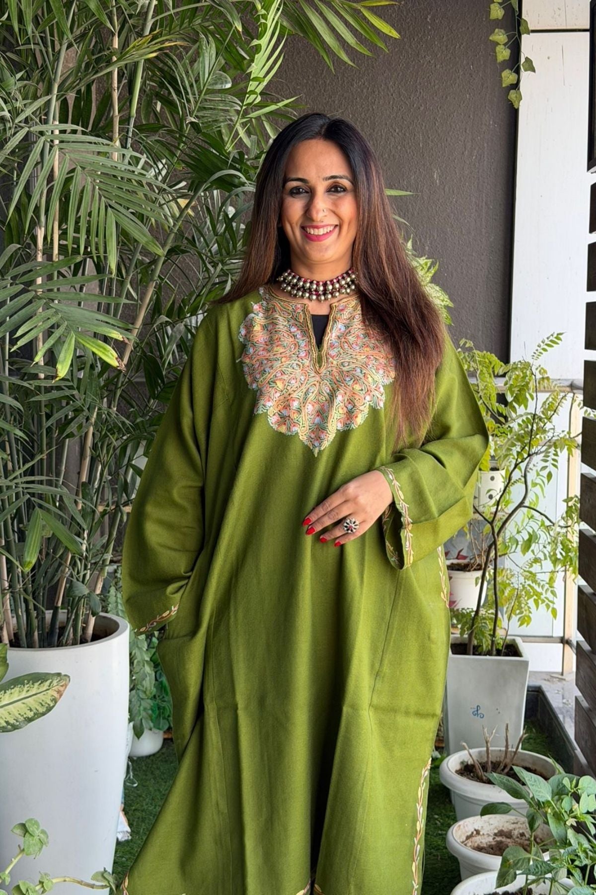 Woollen Kashmiri Phiran with Aari work