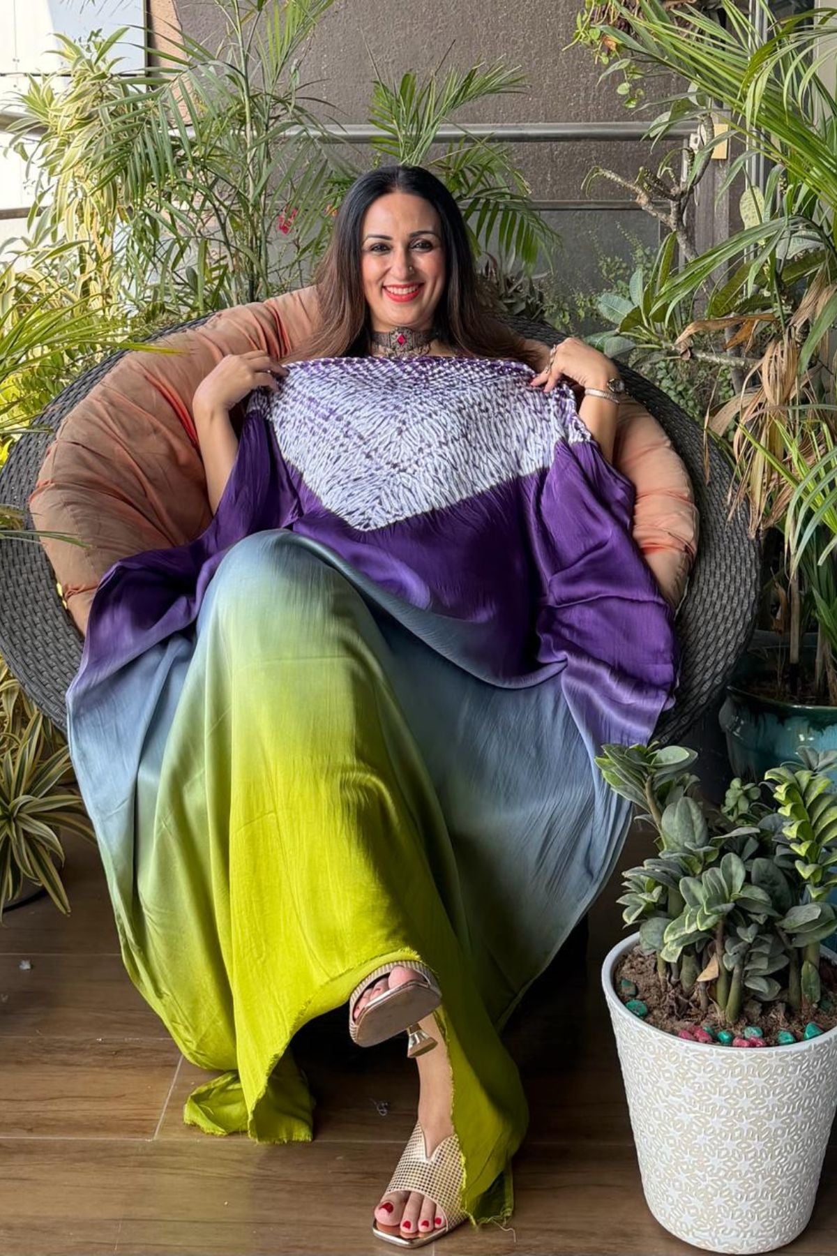 Handblocked Shibori shaded kurta on pure Modal