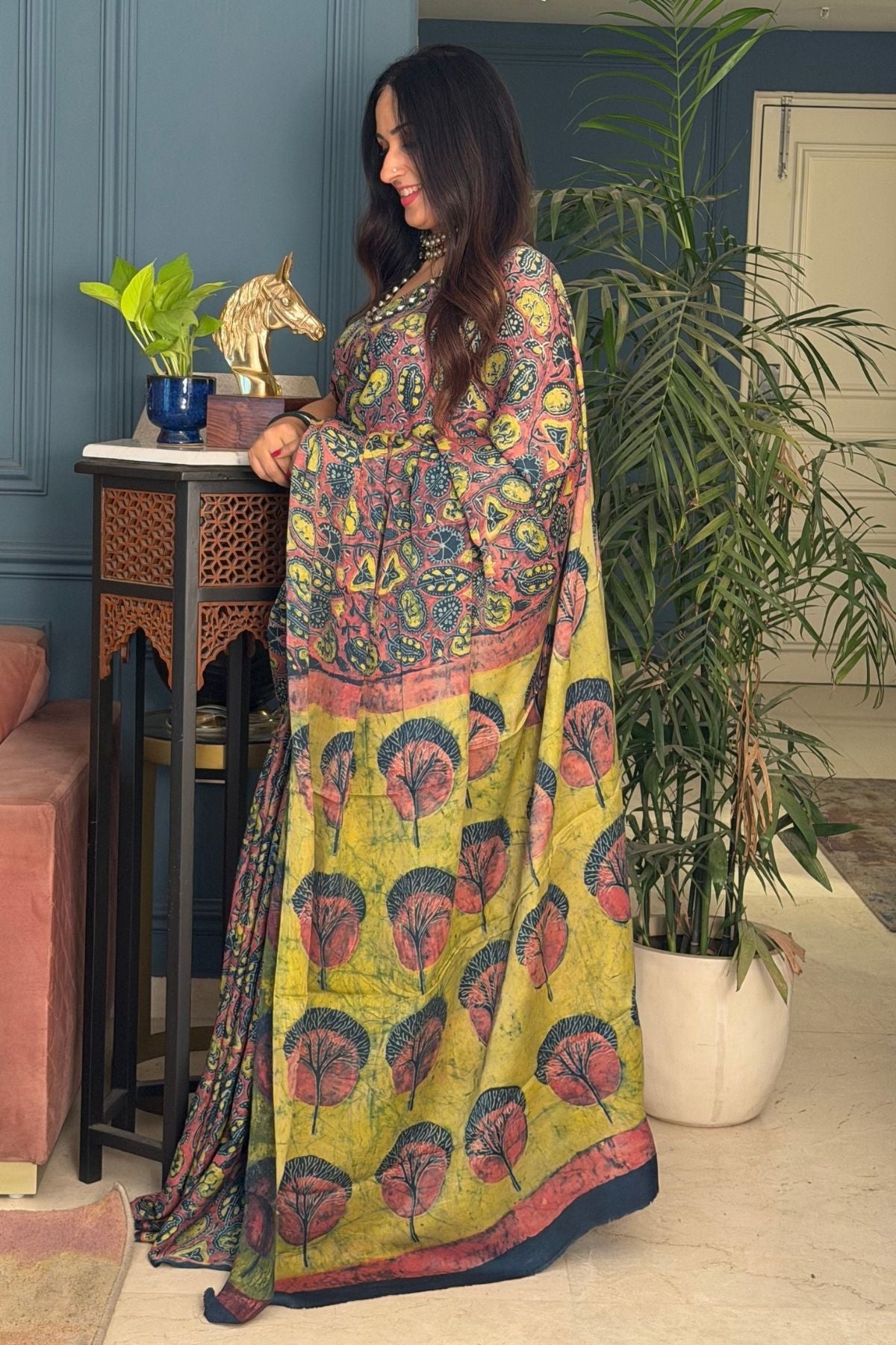 Pomegranate handcrafted pure tussar modal saree!!
