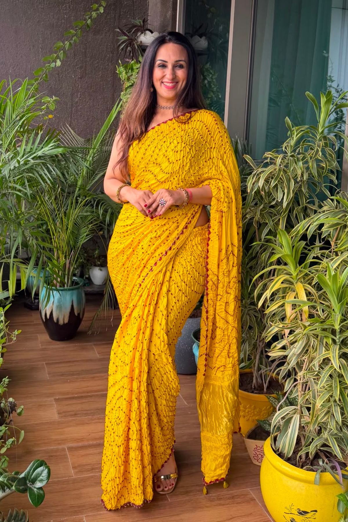 Handcrafted bandhani saree on pure modal!!!