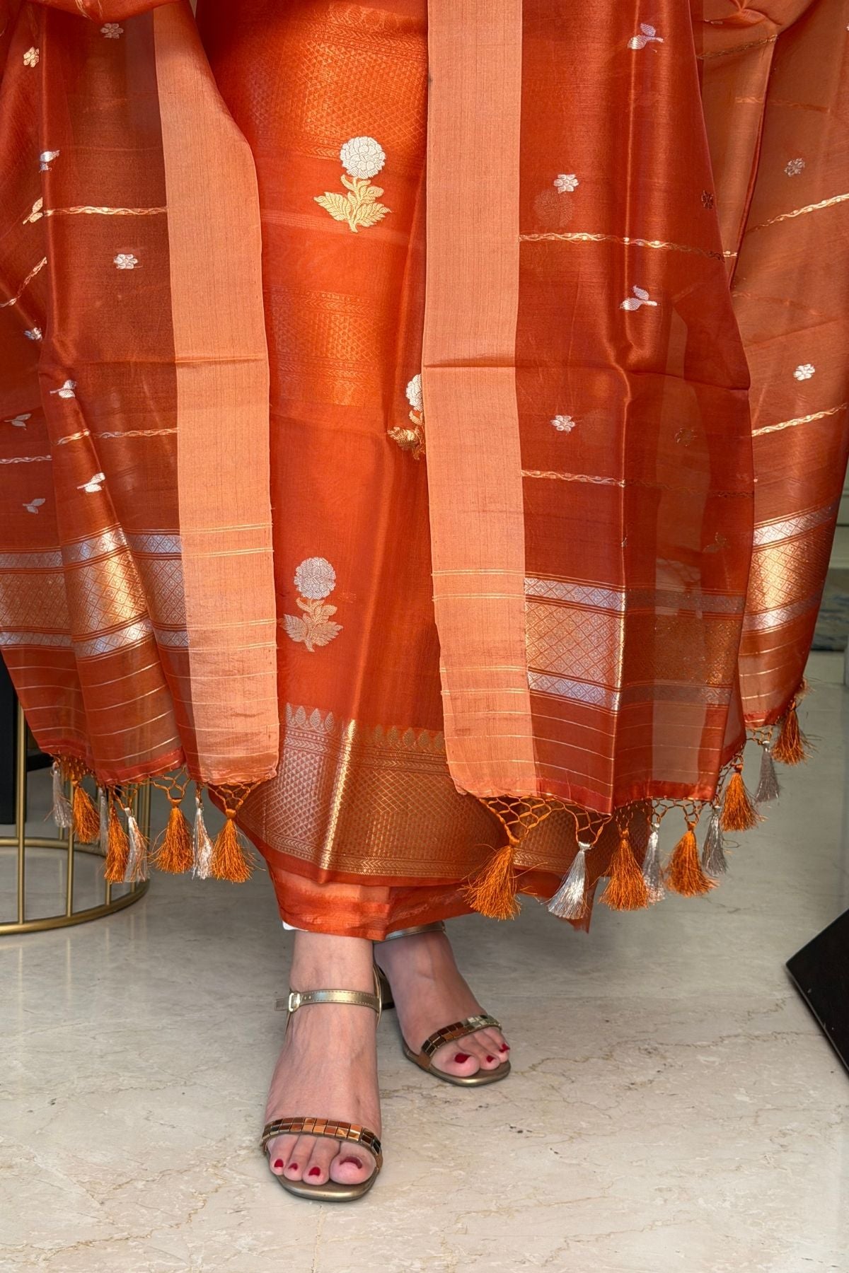 Handloom pure Kora silk full suit sets!!