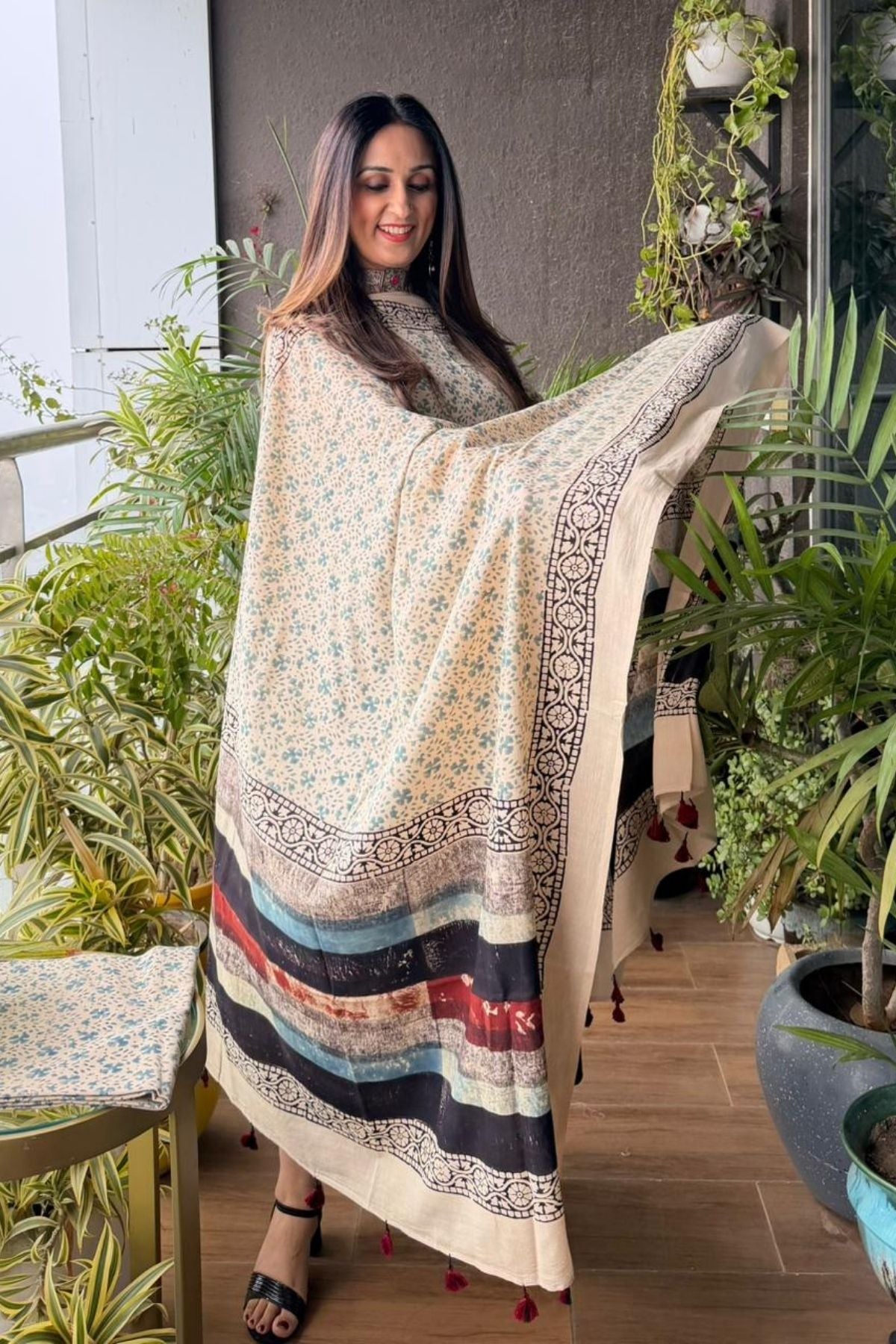 Ajrakh suits sets on Taj group pure cotton