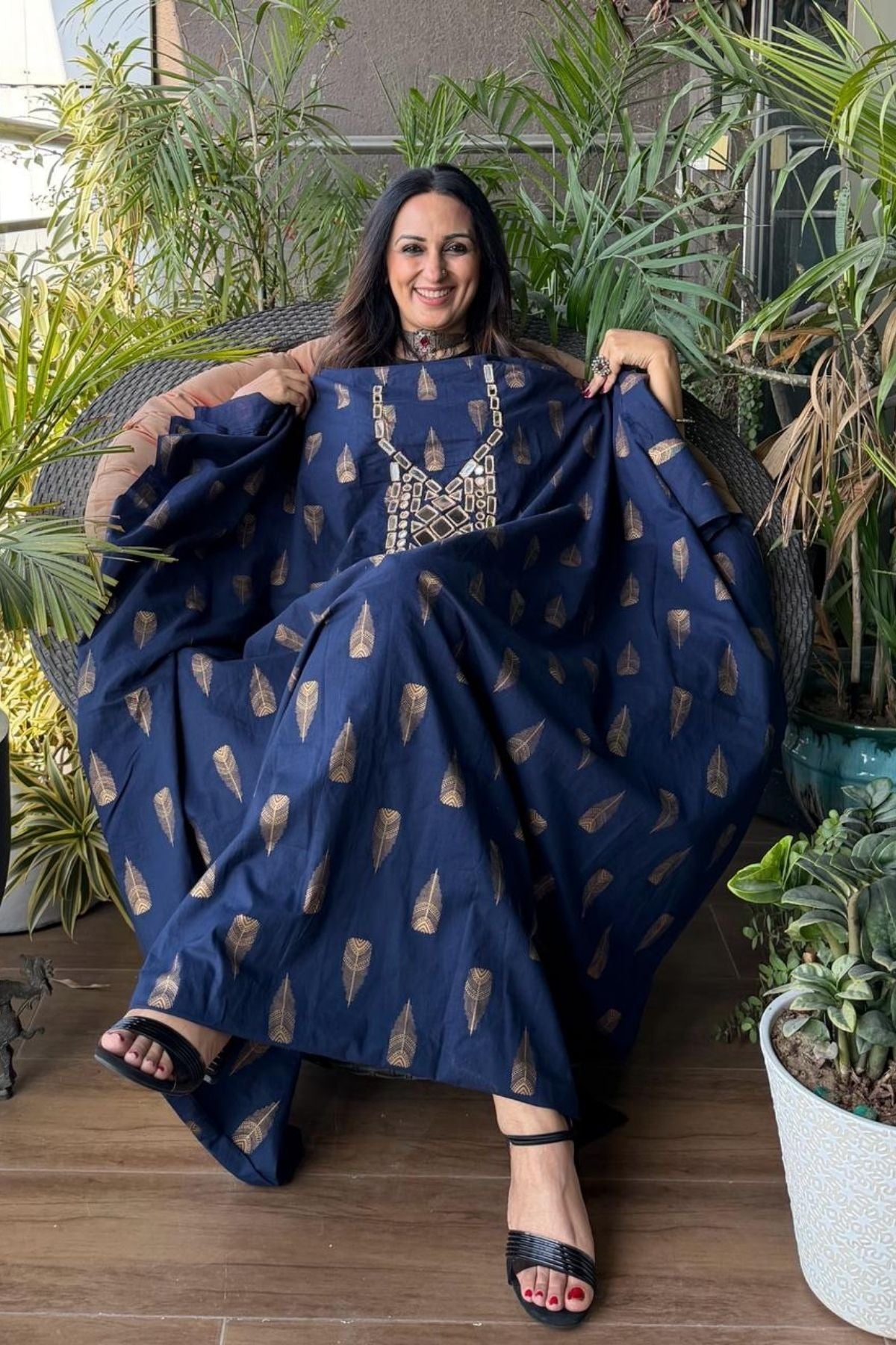 Pure Cotton Kutch mirror hand work kurta fabrics!!