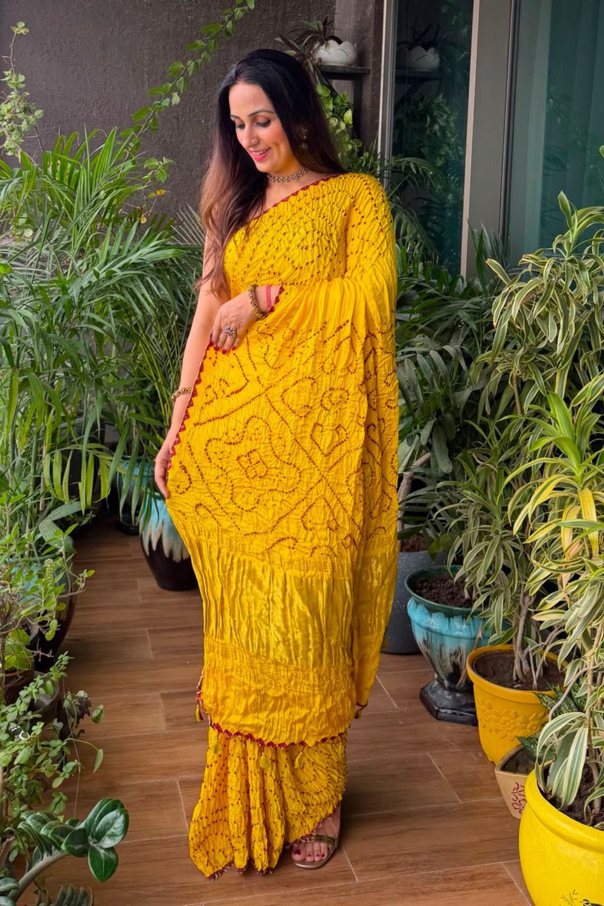 Handcrafted bandhani saree on pure modal!!!