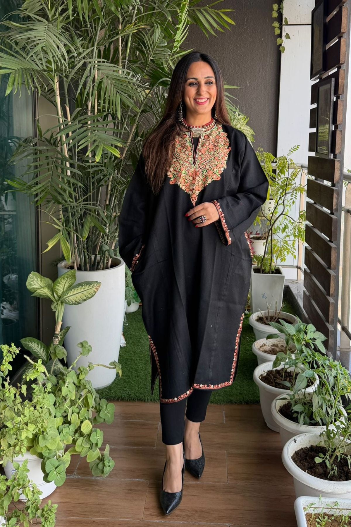 Woollen Kashmiri Phiran with Aari work